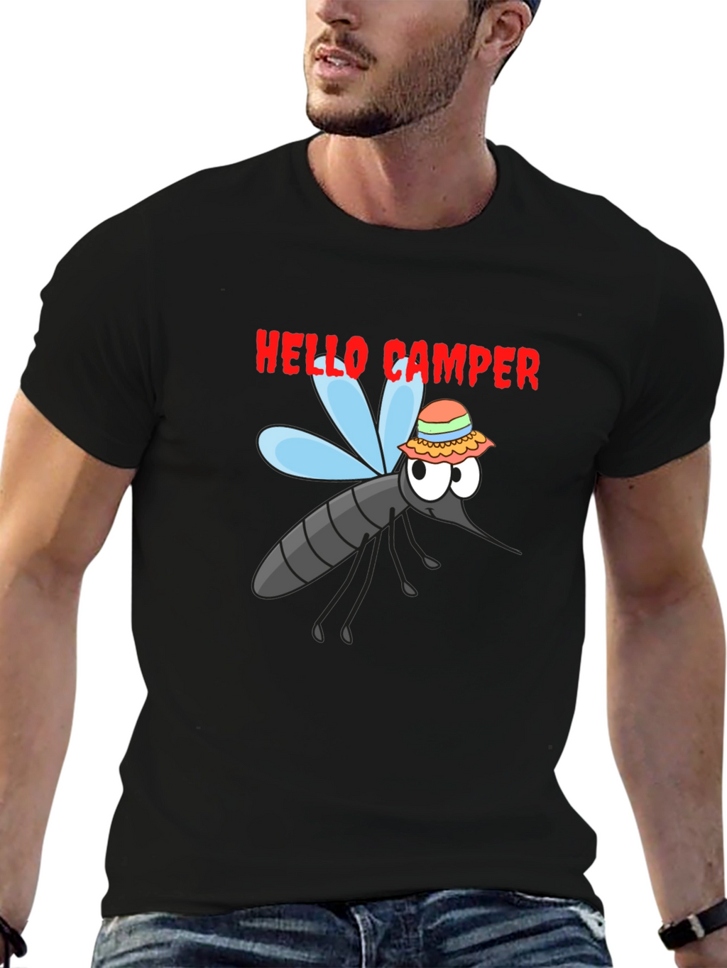 Hello Camper Mosquito Graphic Tee - Black