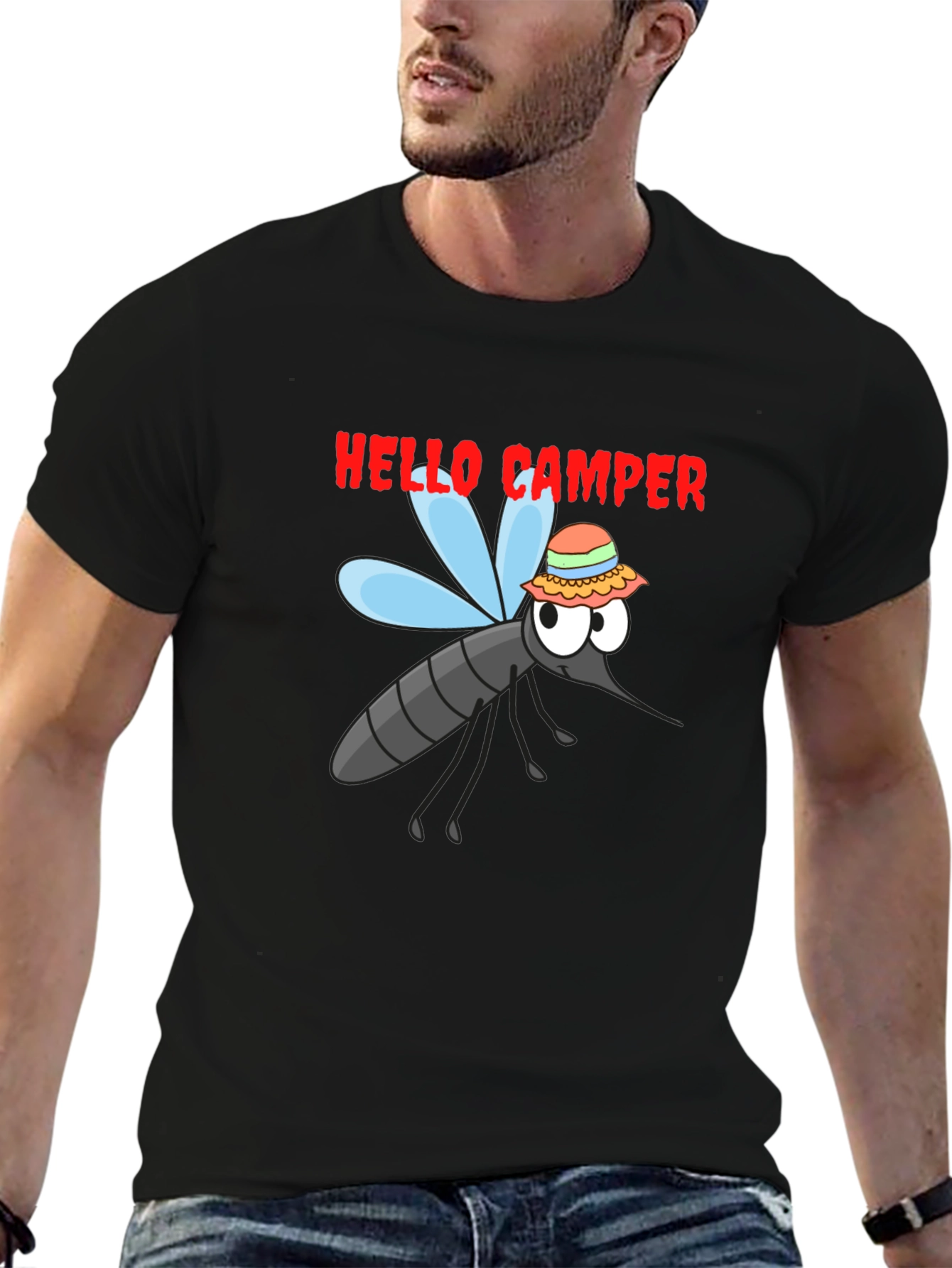 Hello Camper Mosquito Graphic Tee - Black