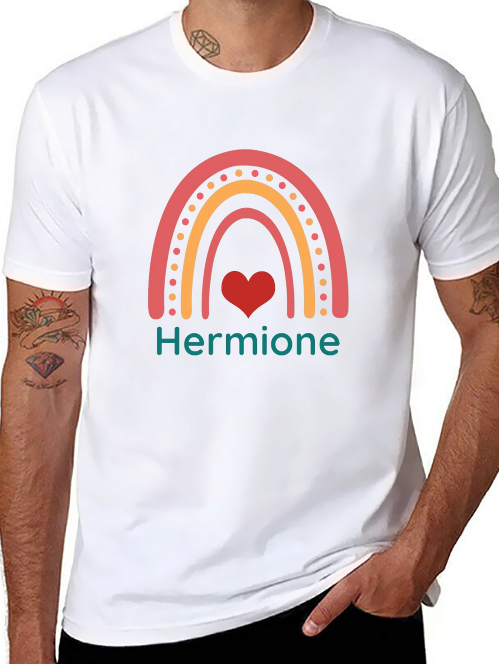 Hermione Rainbow Heart Black T-Shirt