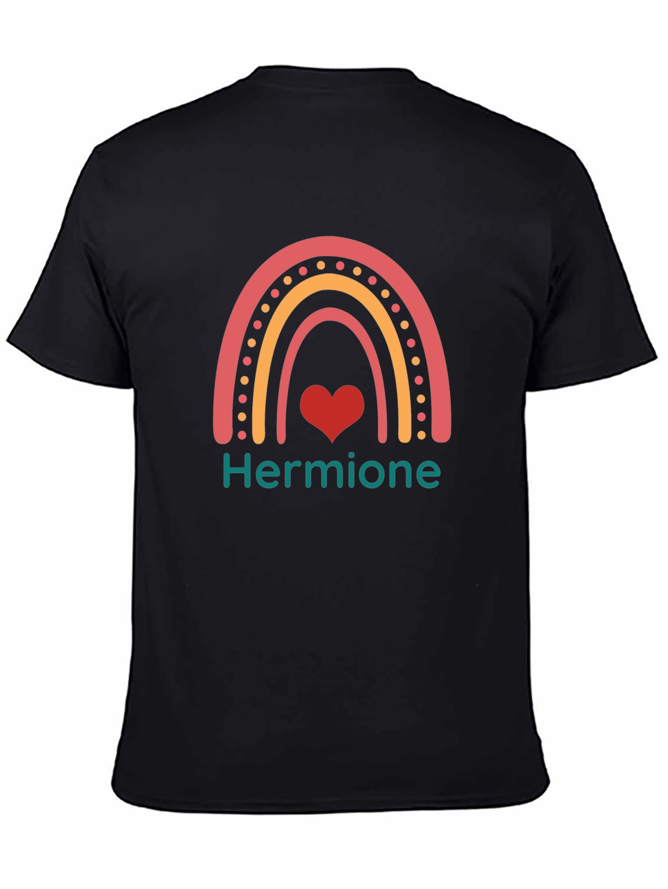 Hermione Rainbow Heart Black T-Shirt