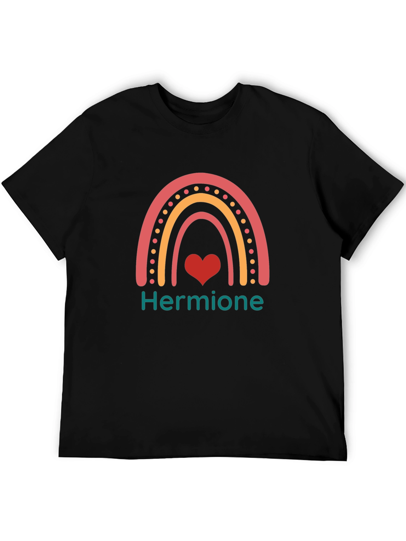 Hermione Rainbow Heart Black T-Shirt