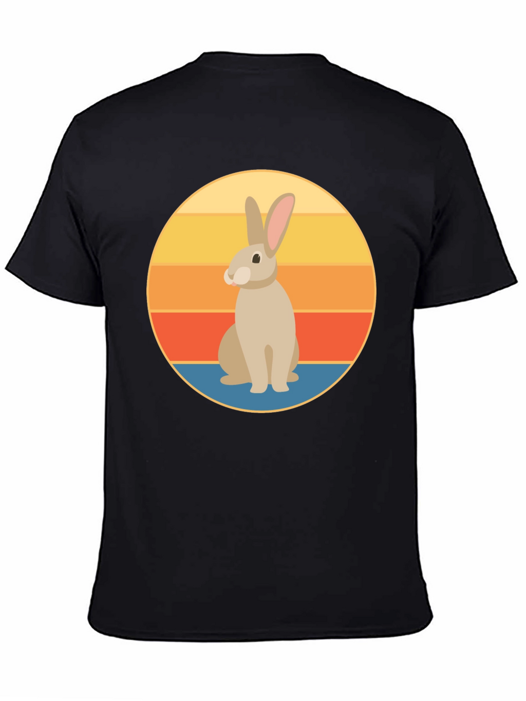 Retro Rabbit Graphic Tee - Soft Black Cotton T-Shirt