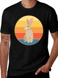 Retro Rabbit Graphic Tee - Soft Black Cotton T-Shirt