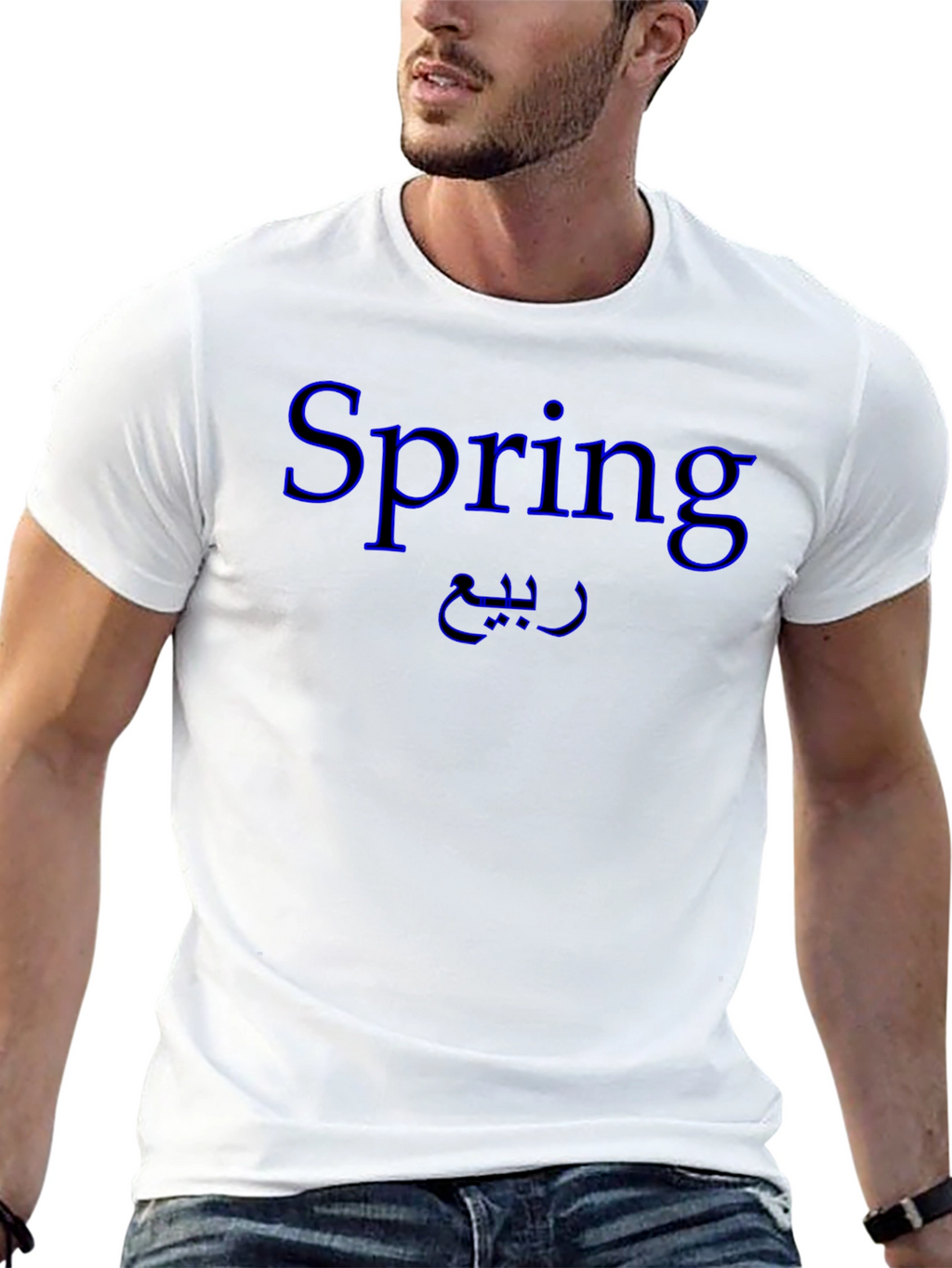Spring Graphic Tee - Black Cotton T-Shirt