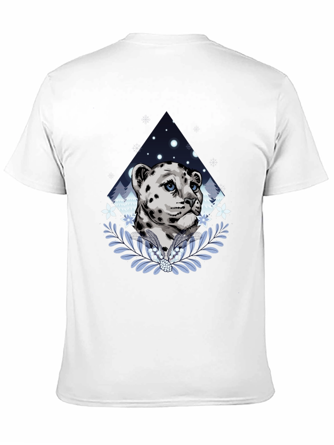 Snow Leopard Graphic Tee - Stylish Mens Black T-Shirt
