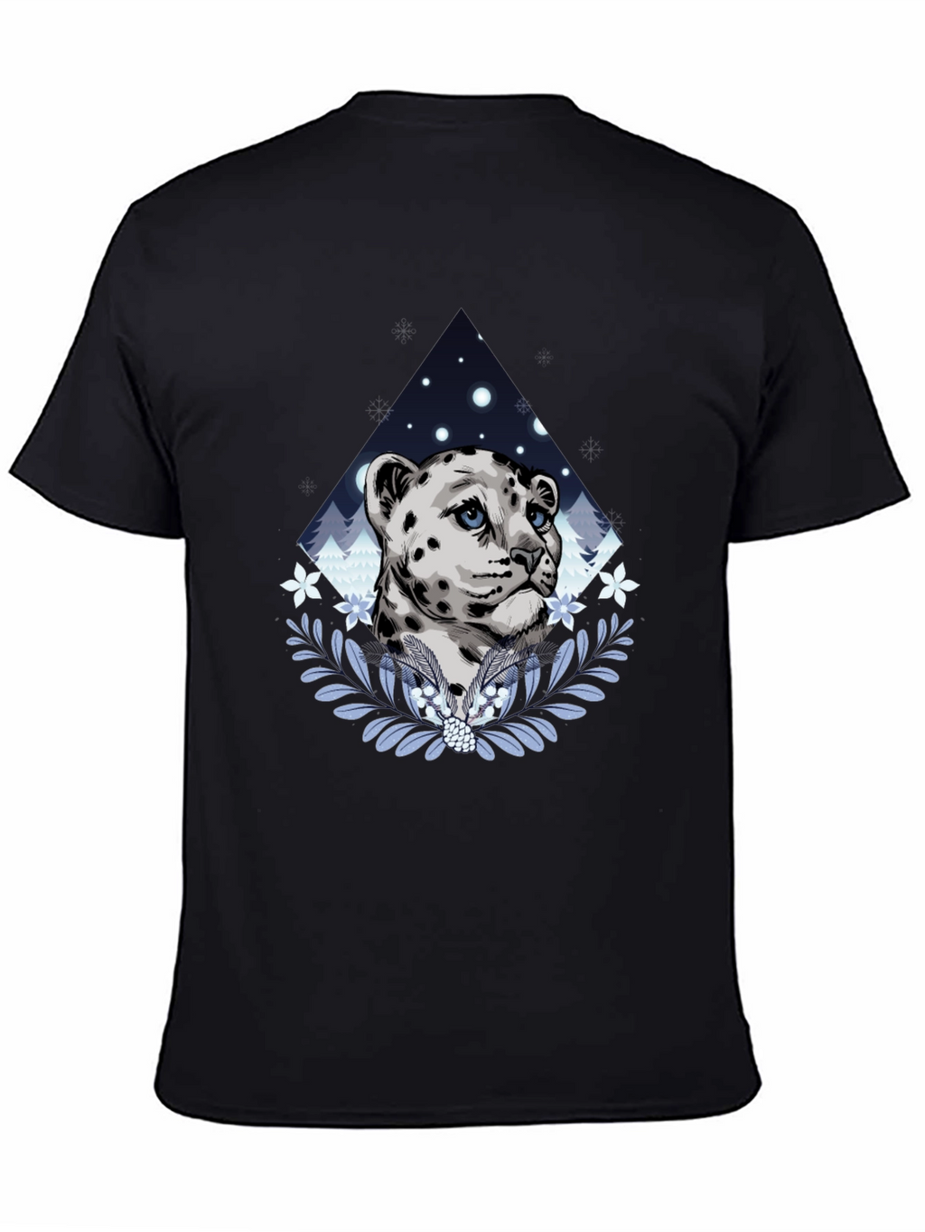 Snow Leopard Graphic Tee - Stylish Mens Black T-Shirt