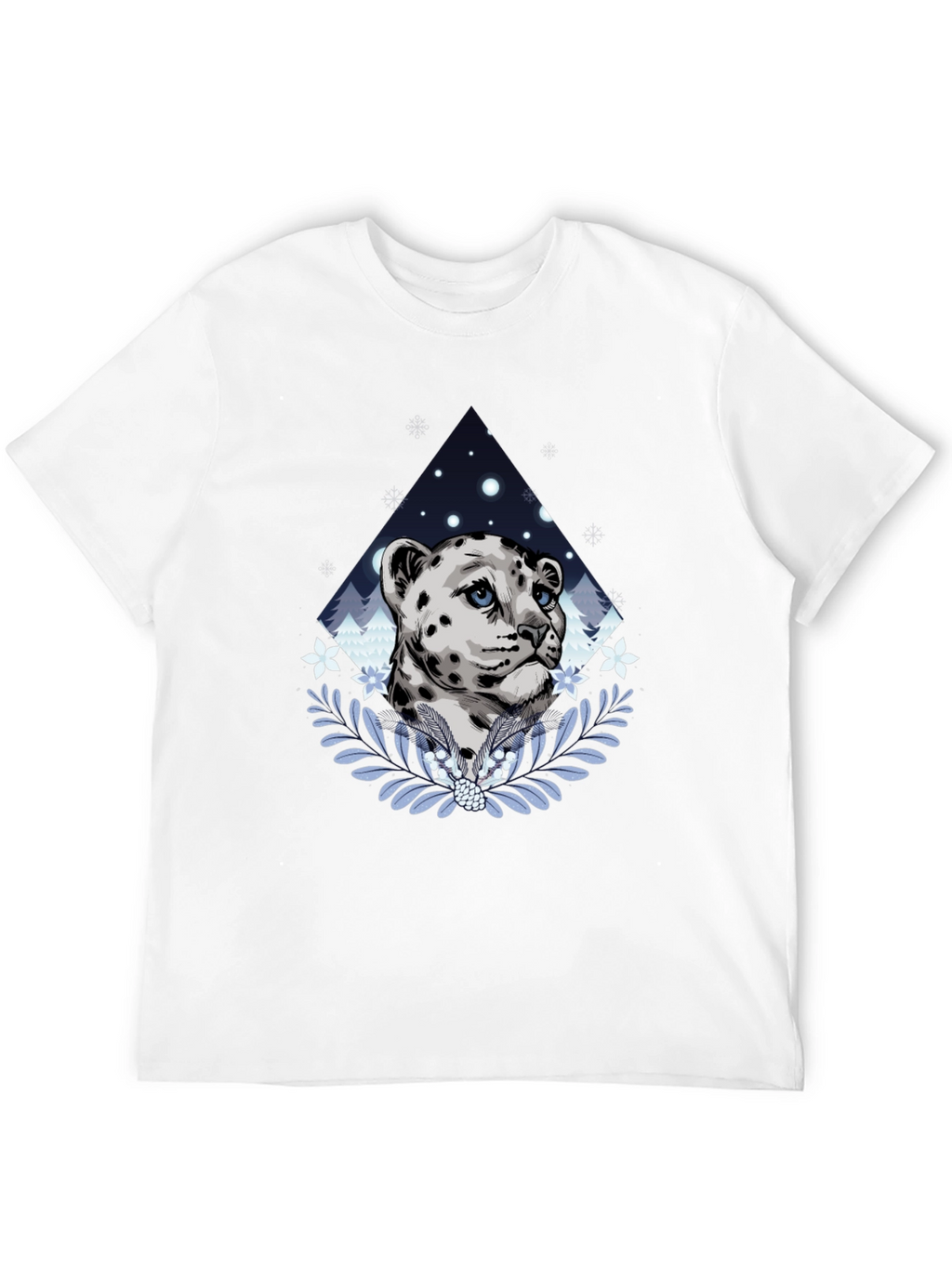 Snow Leopard Graphic Tee - Stylish Mens Black T-Shirt