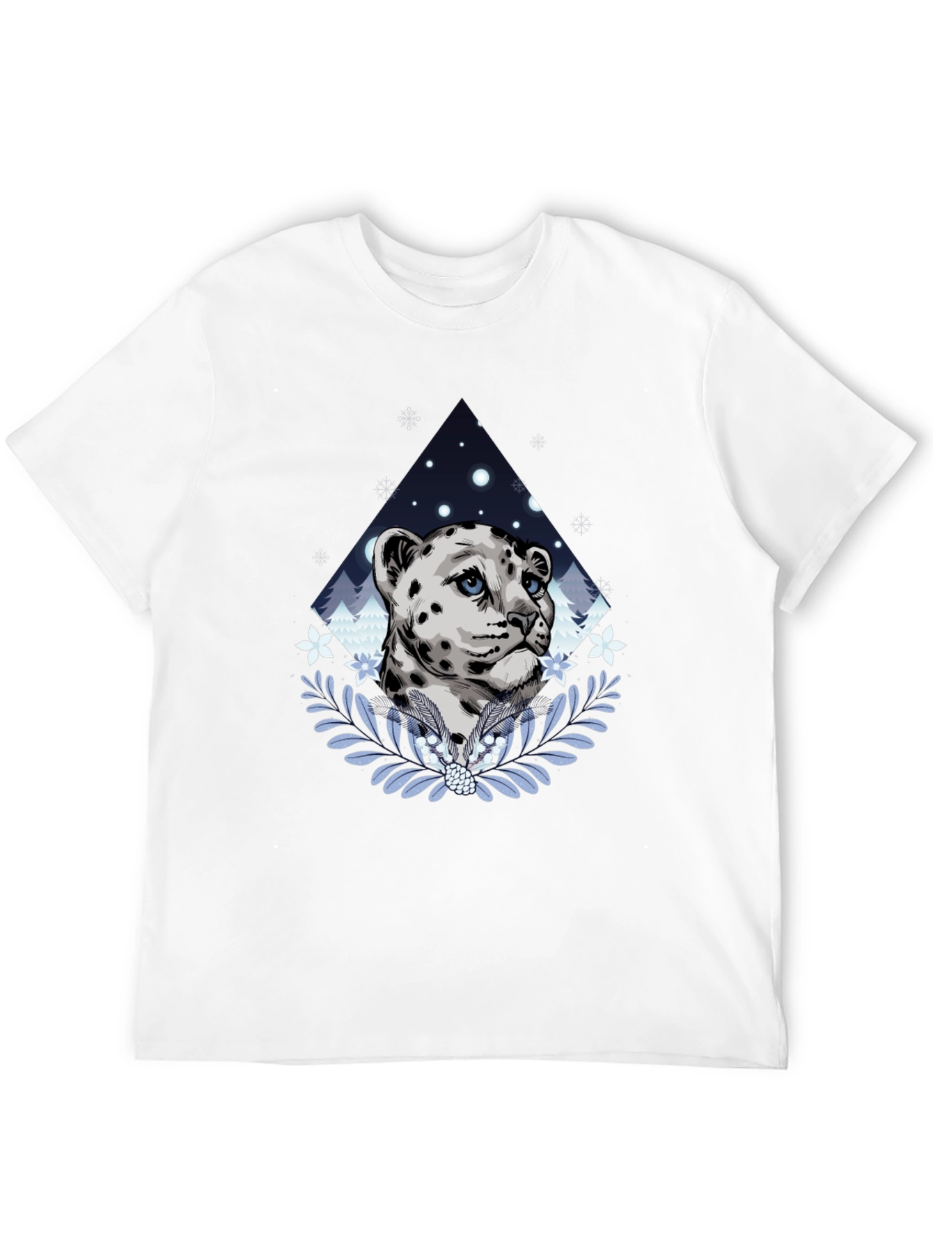 Snow Leopard Graphic Tee - Stylish Mens Black T-Shirt