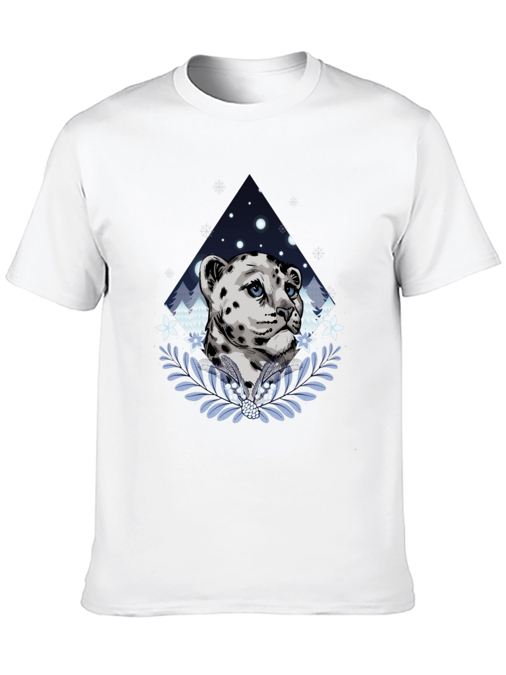 Snow Leopard Graphic Tee - Stylish Mens Black T-Shirt