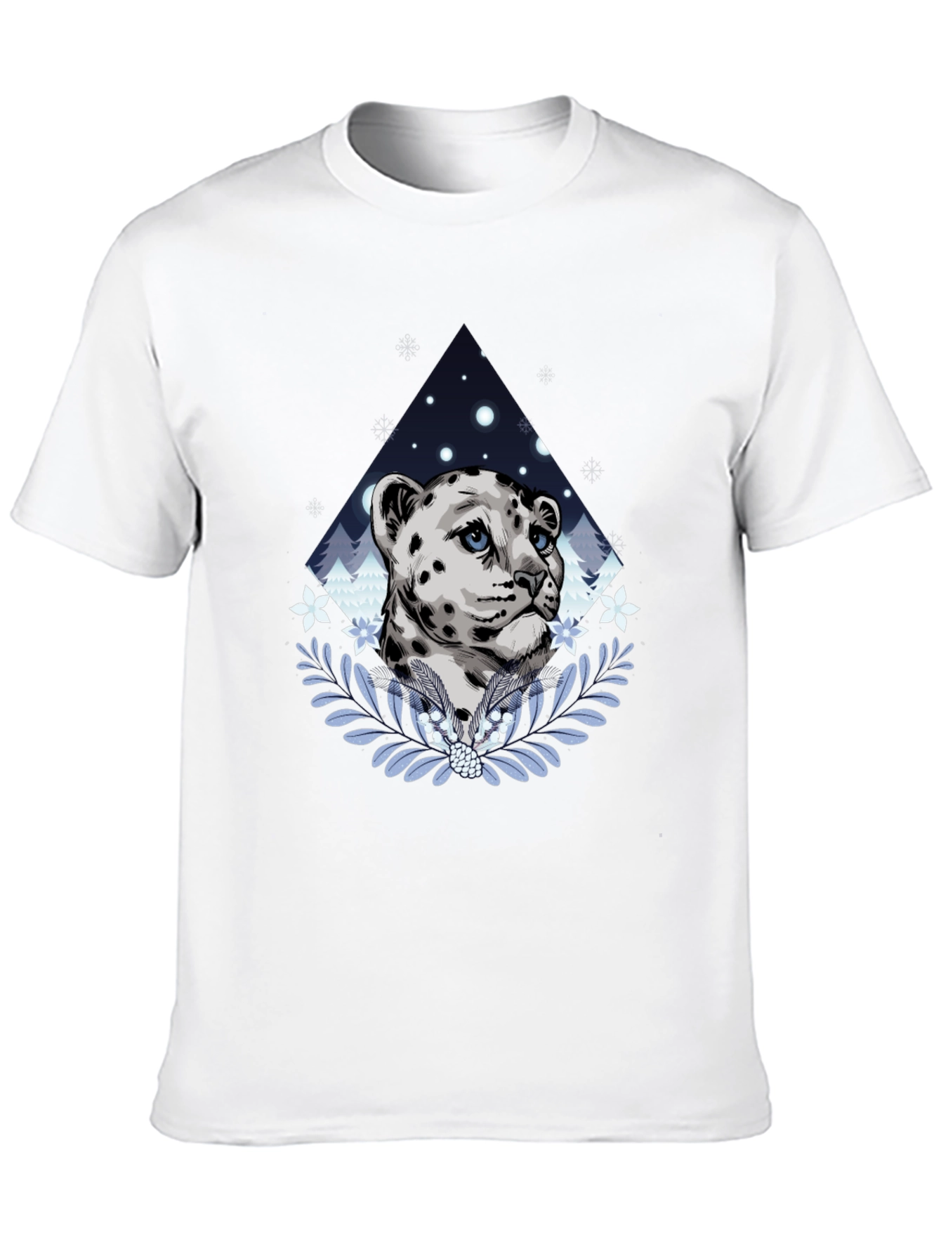 Snow Leopard Graphic Tee - Stylish Mens Black T-Shirt