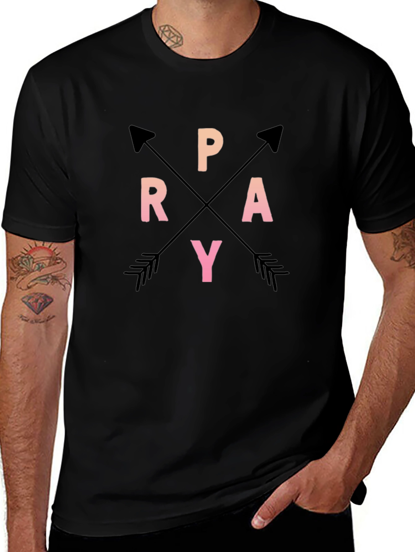 Pray Arrows Graphic Tee Black