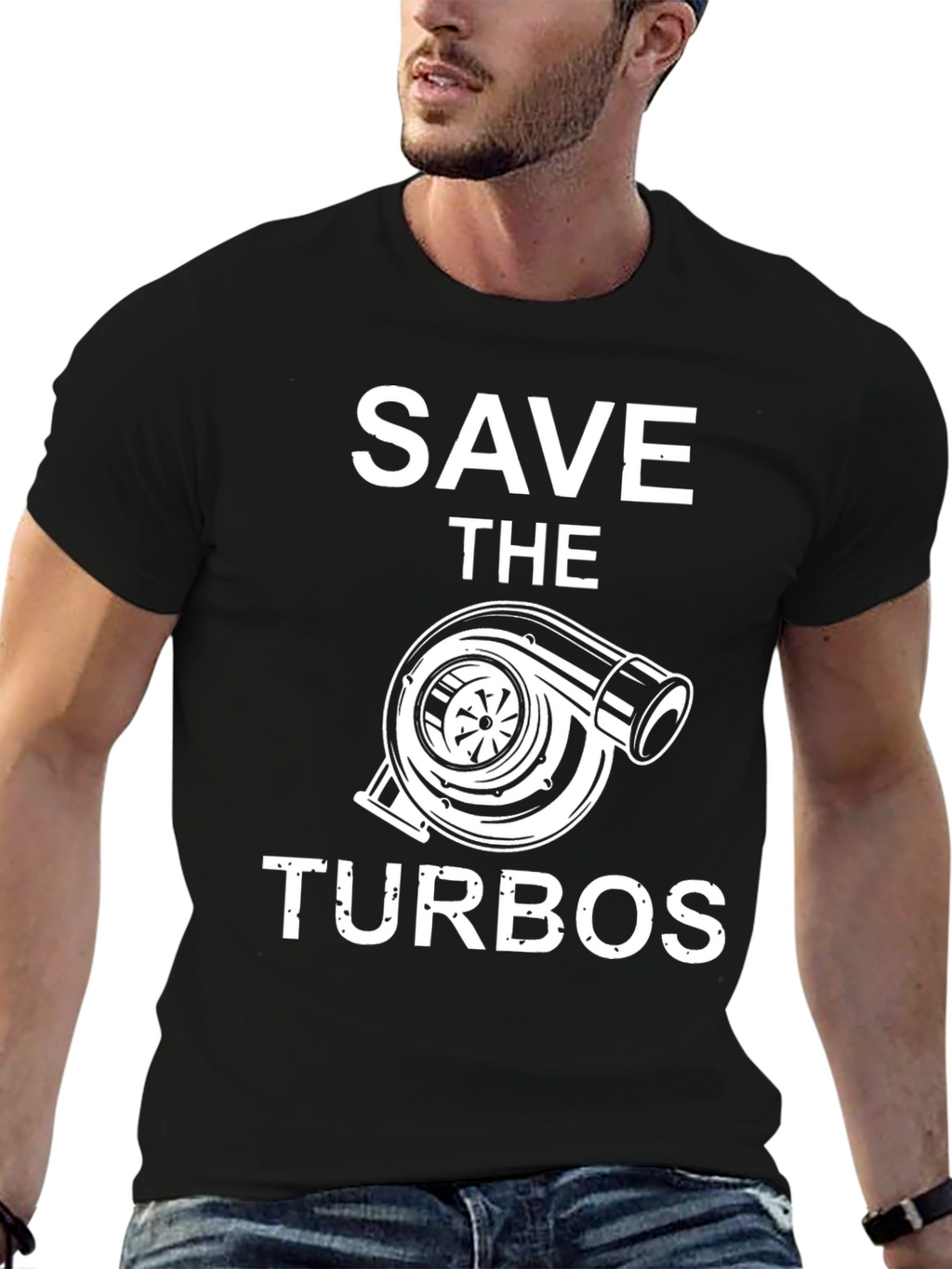 Save the Turbos Graphic Tee - Black Cotton Blend