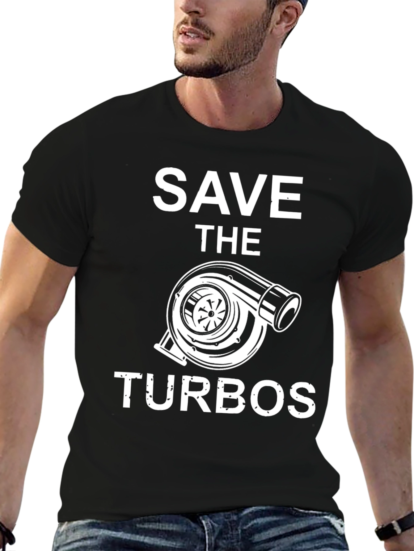 Save the Turbos Graphic Tee - Black Cotton Blend