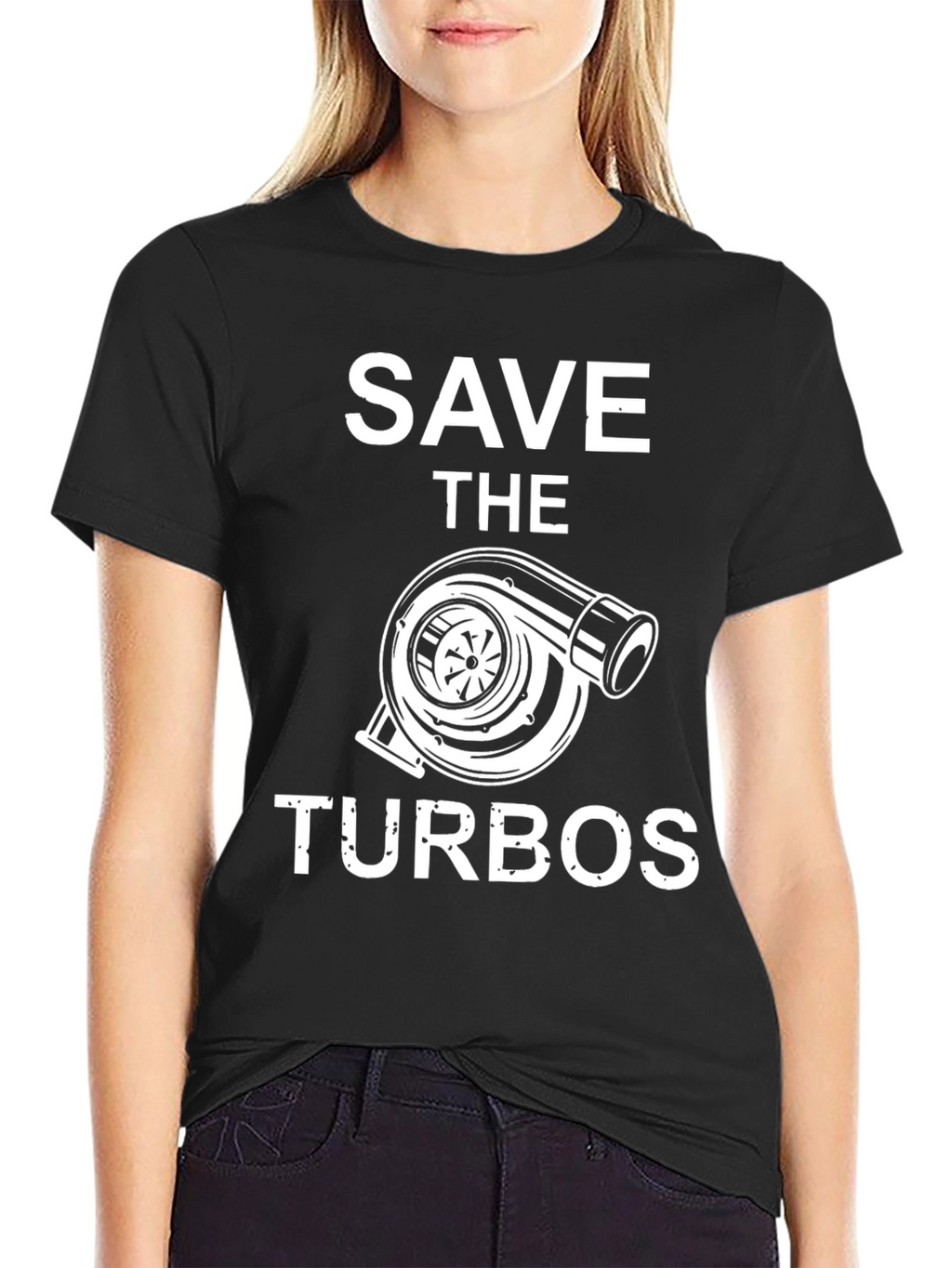 Save the Turbos Graphic Tee - Black Cotton Blend