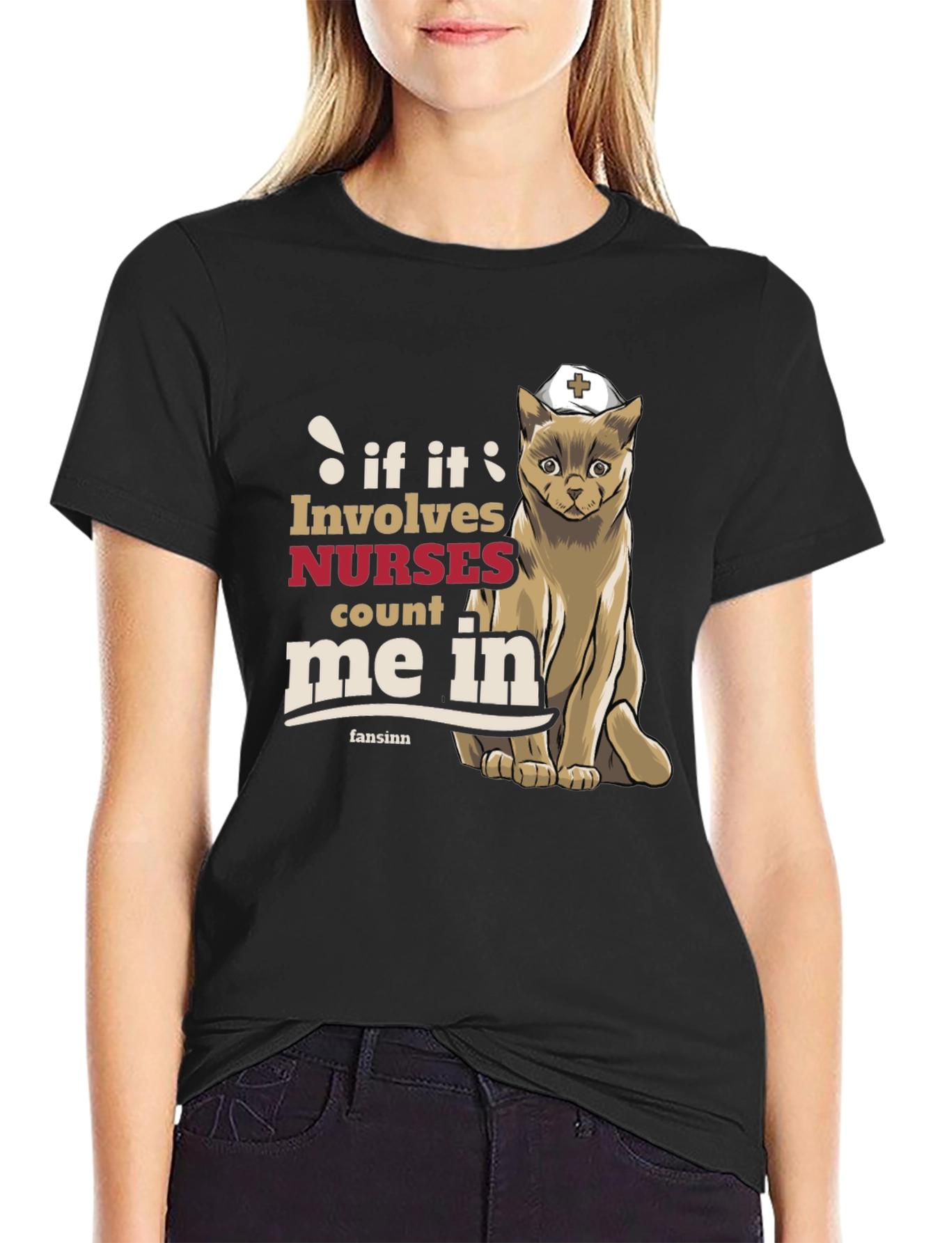 Nurse Cat T-Shirt - If It Involves Nurses Count Me In