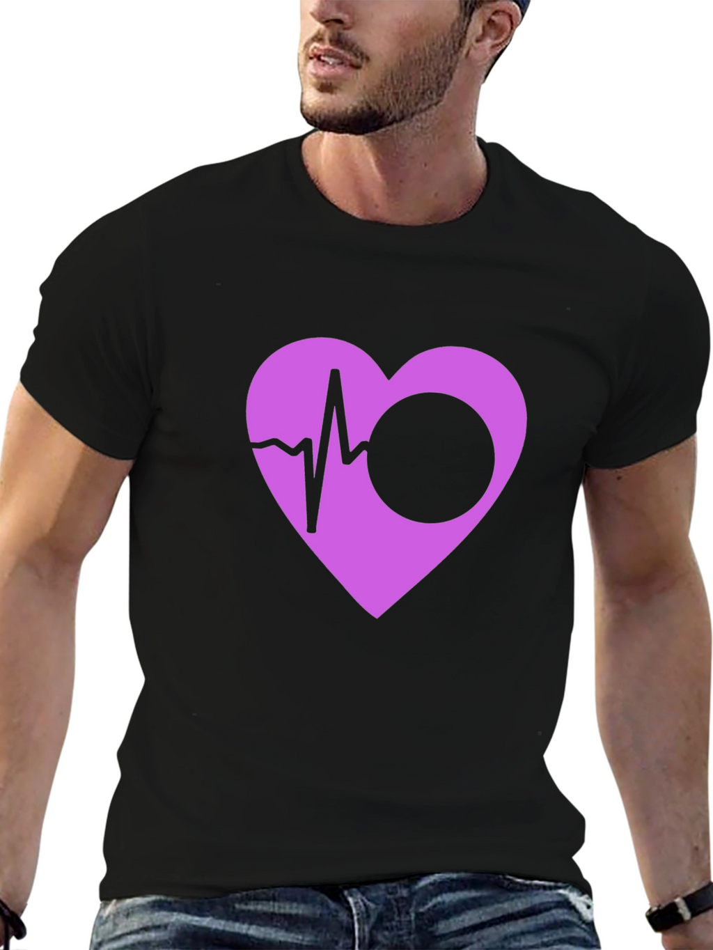 Heartbeat Heart Graphic Black T-Shirt