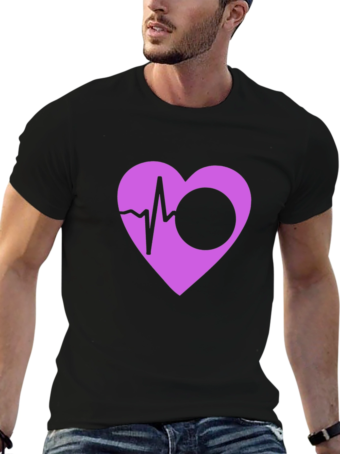 Heartbeat Heart Graphic Black T-Shirt
