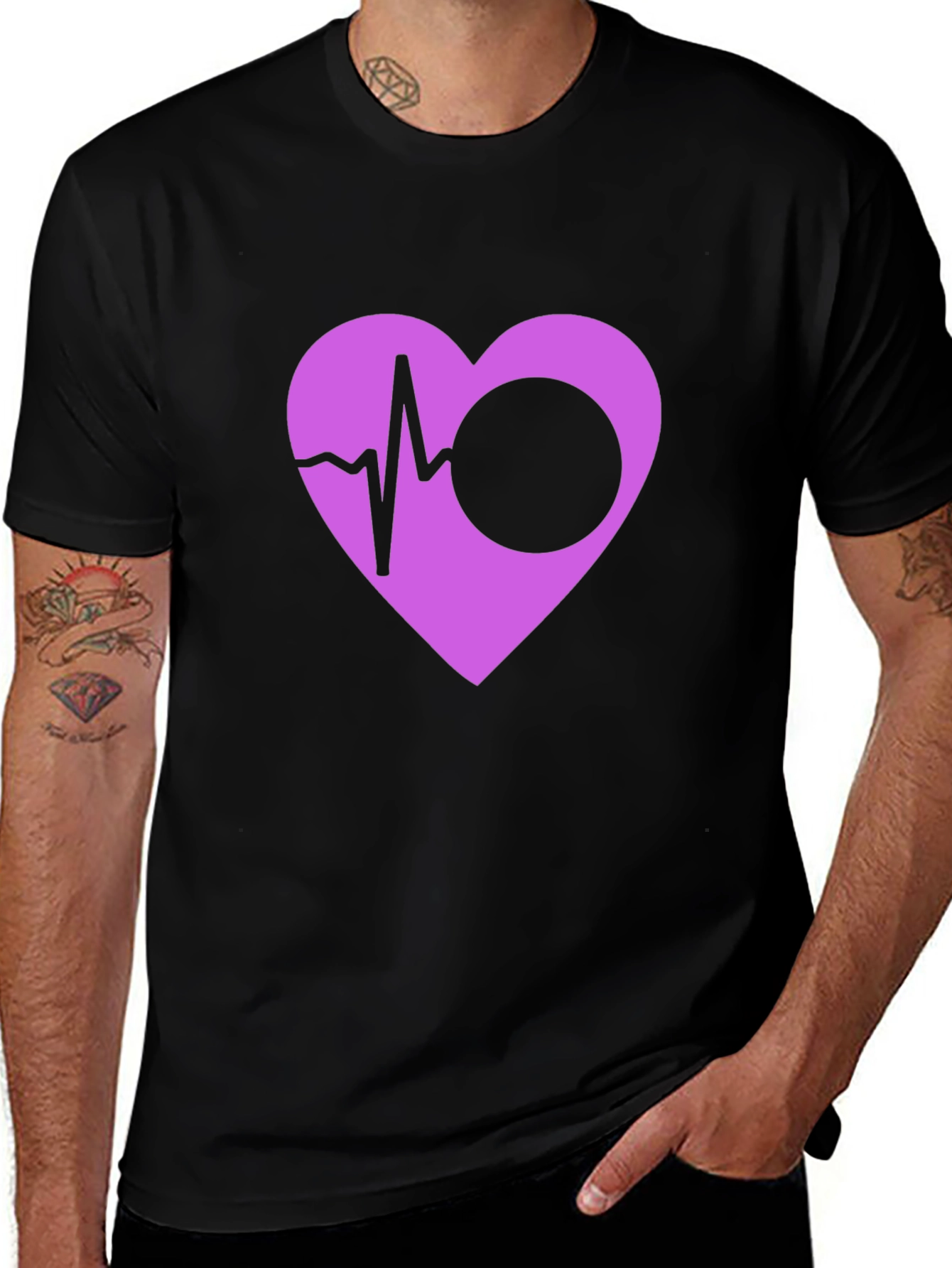 Heartbeat Heart Graphic Black T-Shirt