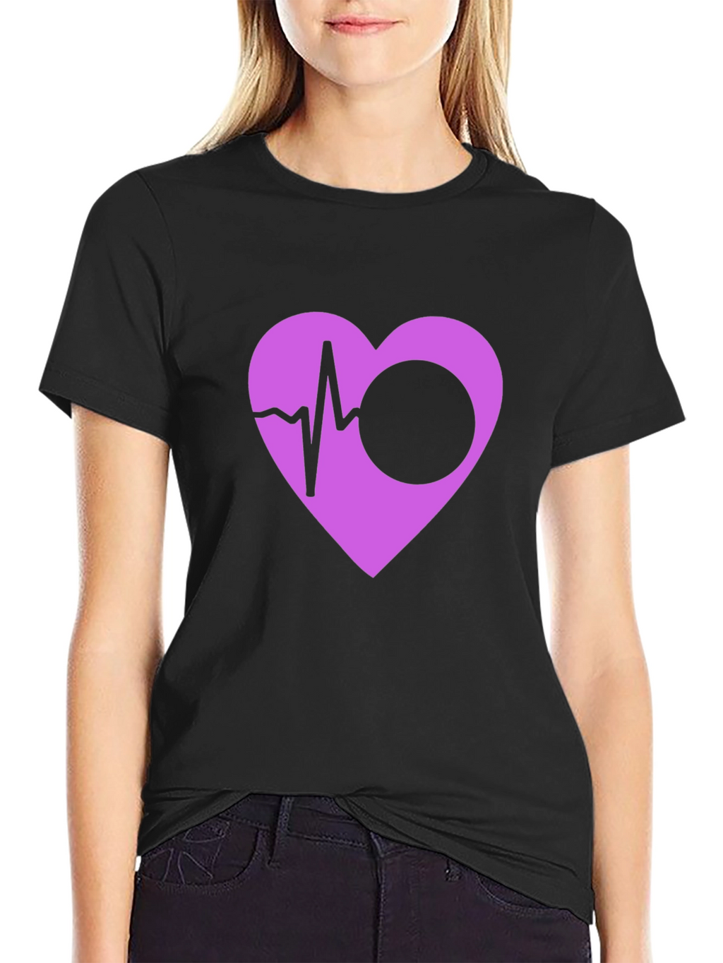 Heartbeat Heart Graphic Black T-Shirt