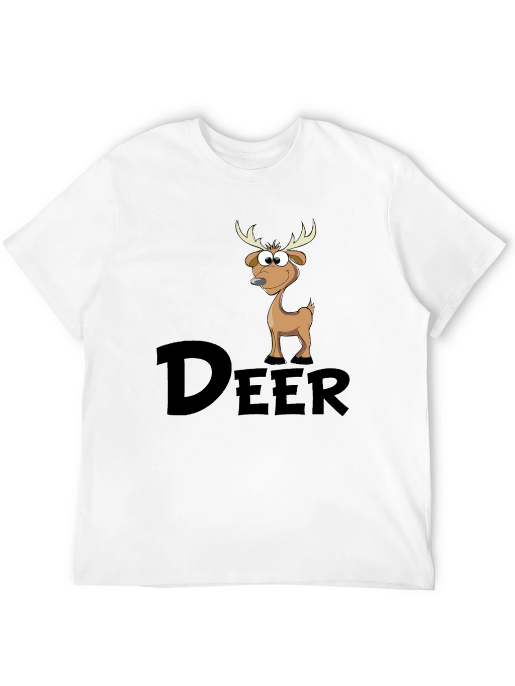 Cartoon Deer Graphic Tee - Mens Black T-Shirt