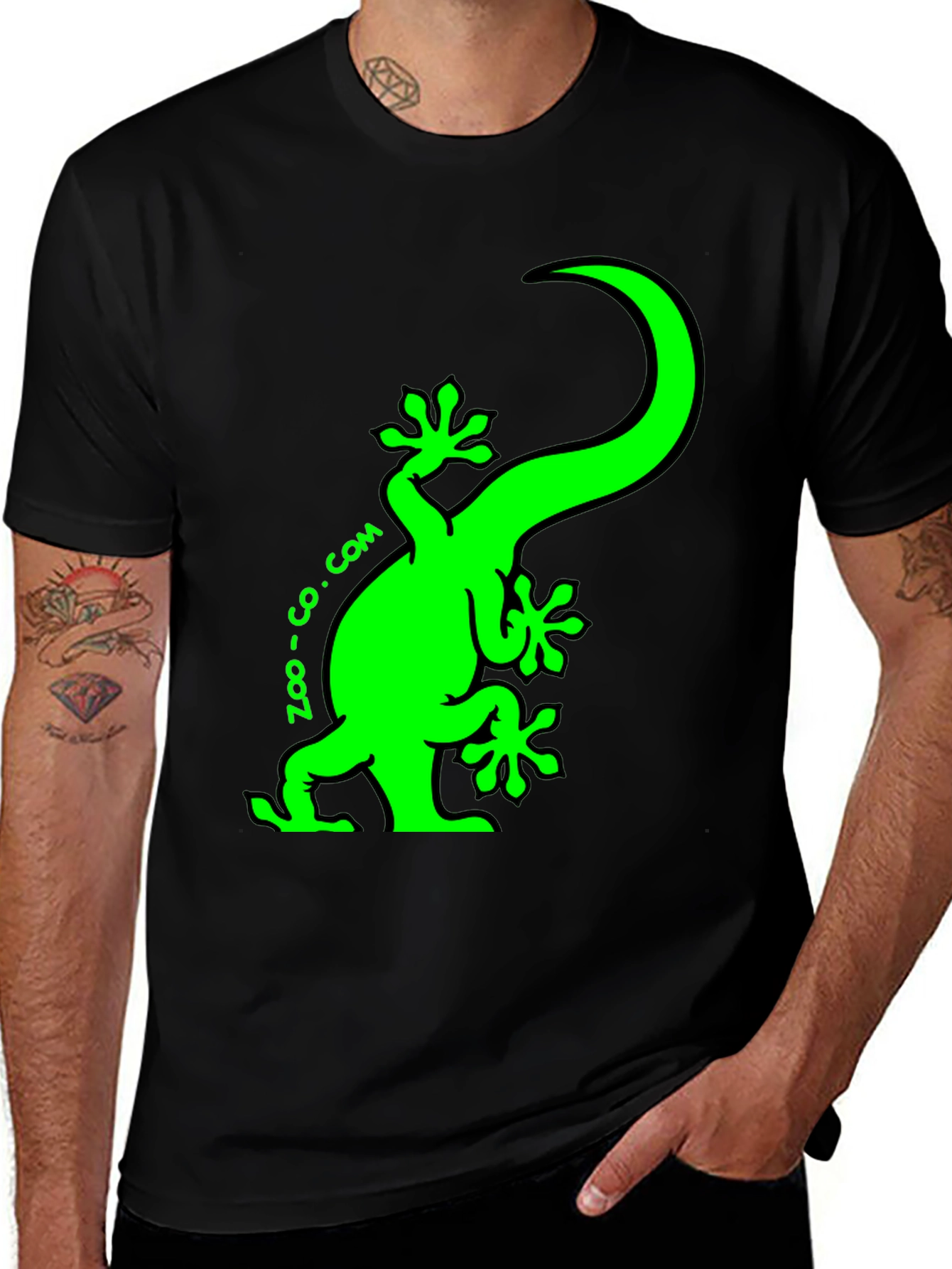 Zoo-co.com Gecko Graphic Tee - Fun Black T-Shirt
