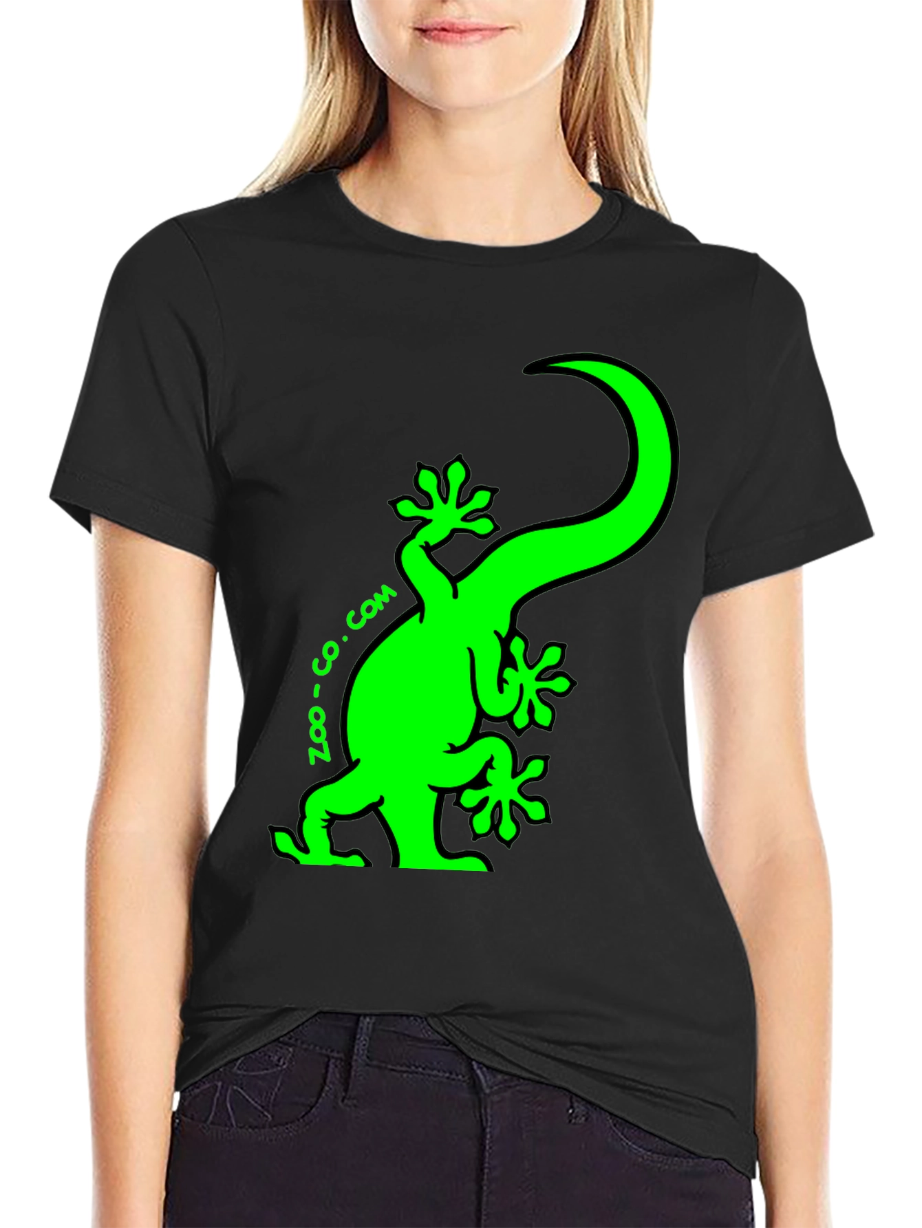 Zoo-co.com Gecko Graphic Tee - Fun Black T-Shirt