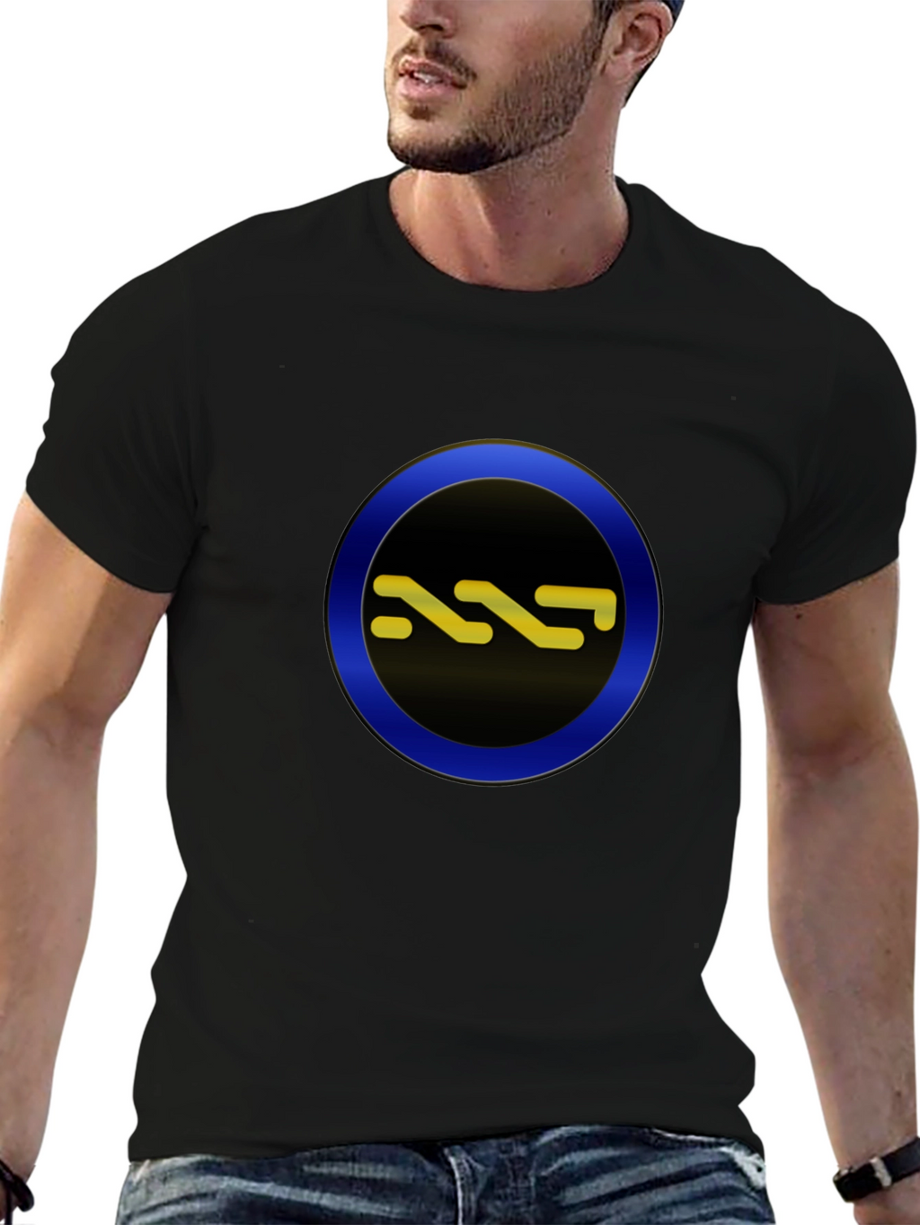 Stylish Black Tee with Circle Graphic