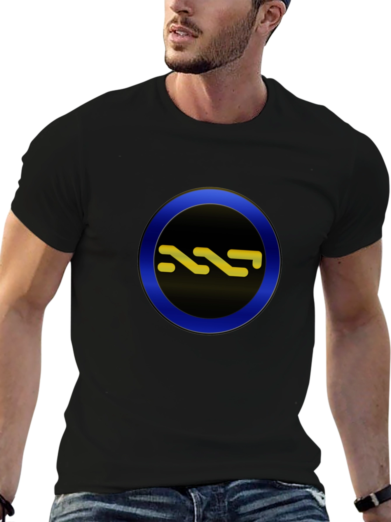 Stylish Black Tee with Circle Graphic