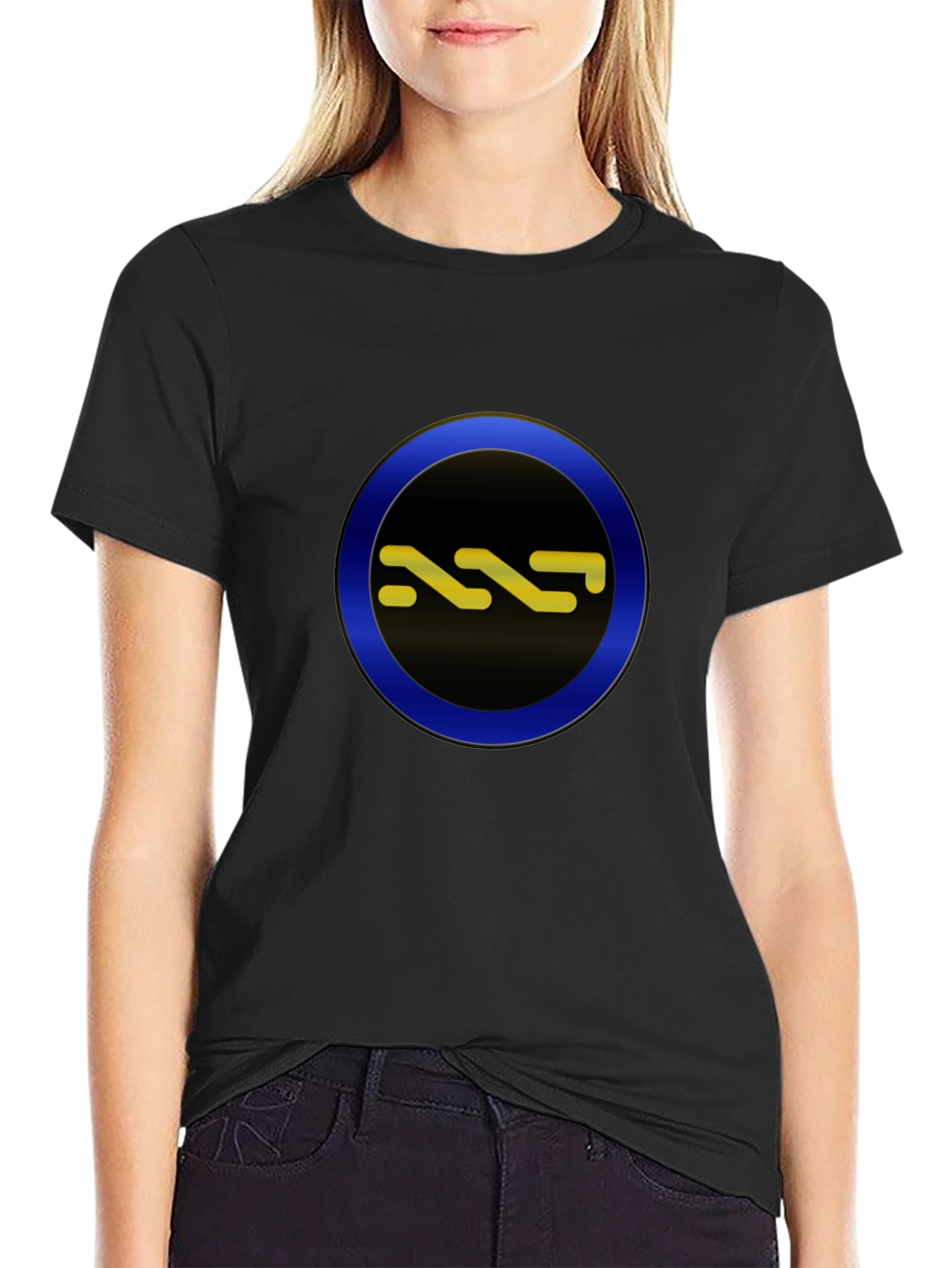 Stylish Black Tee with Circle Graphic