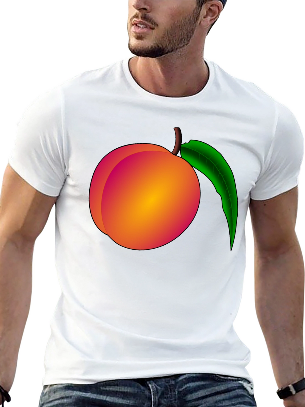 Peach Graphic Black T-Shirt