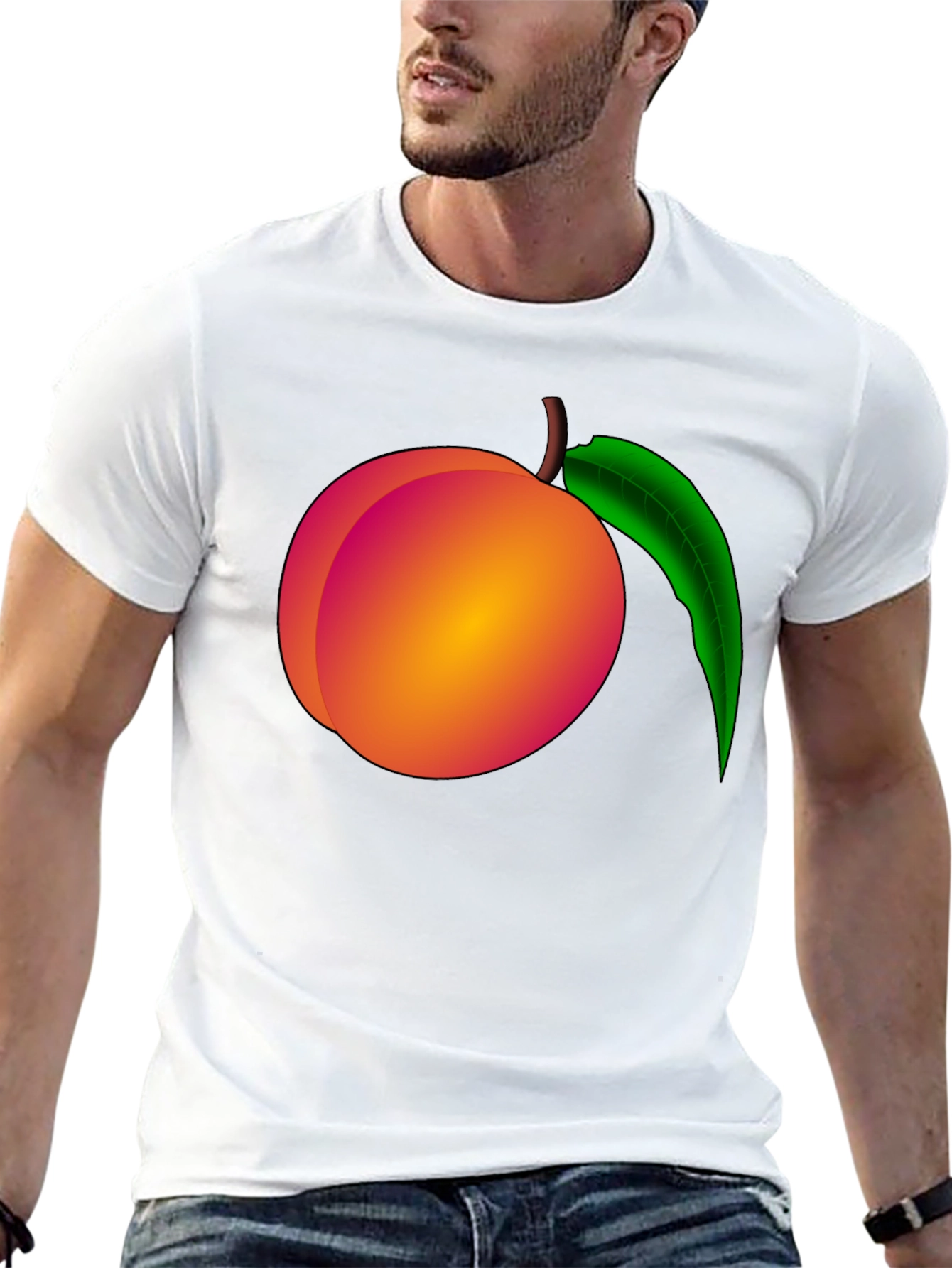 Peach Graphic Black T-Shirt