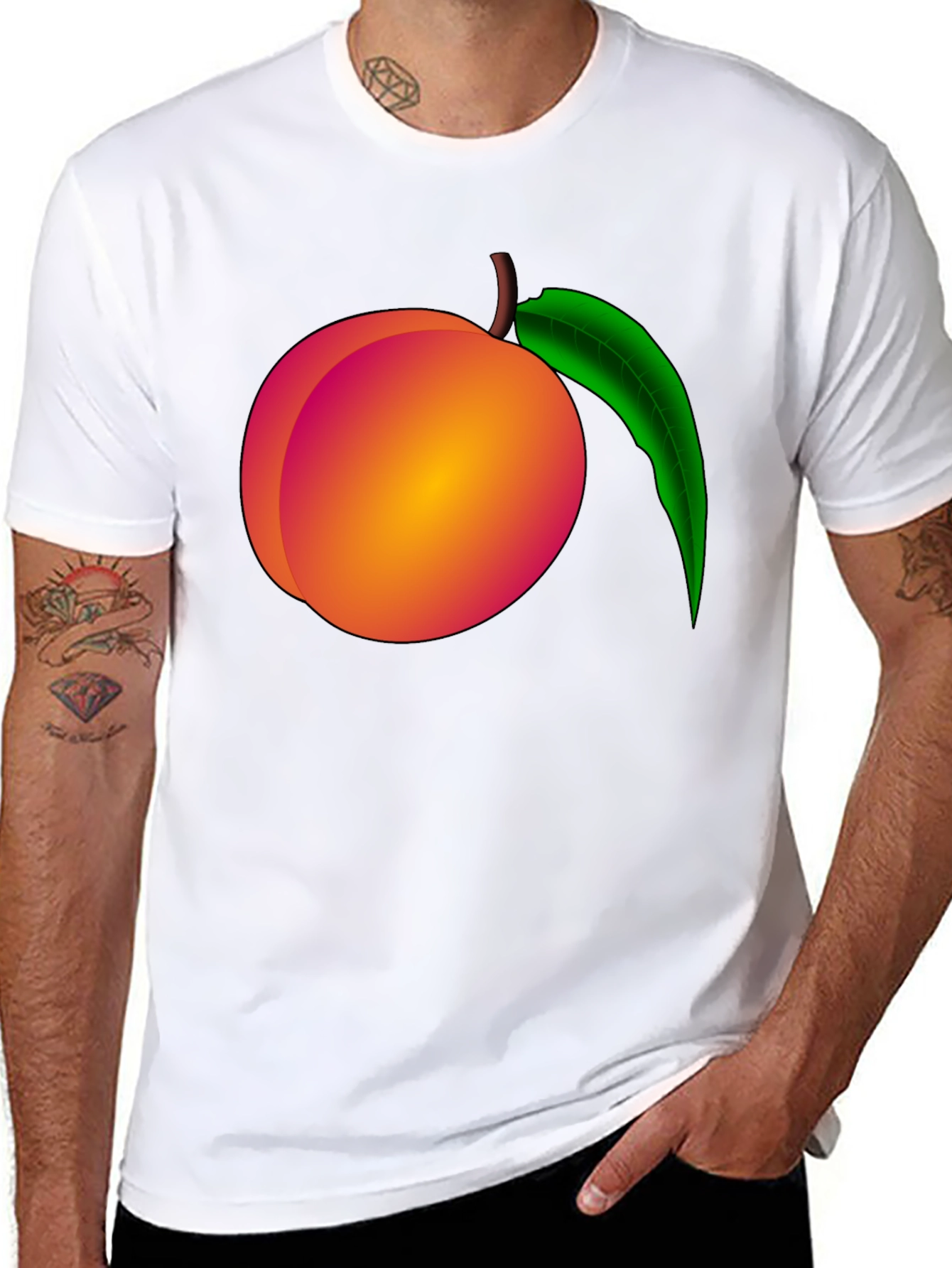 Peach Graphic Black T-Shirt