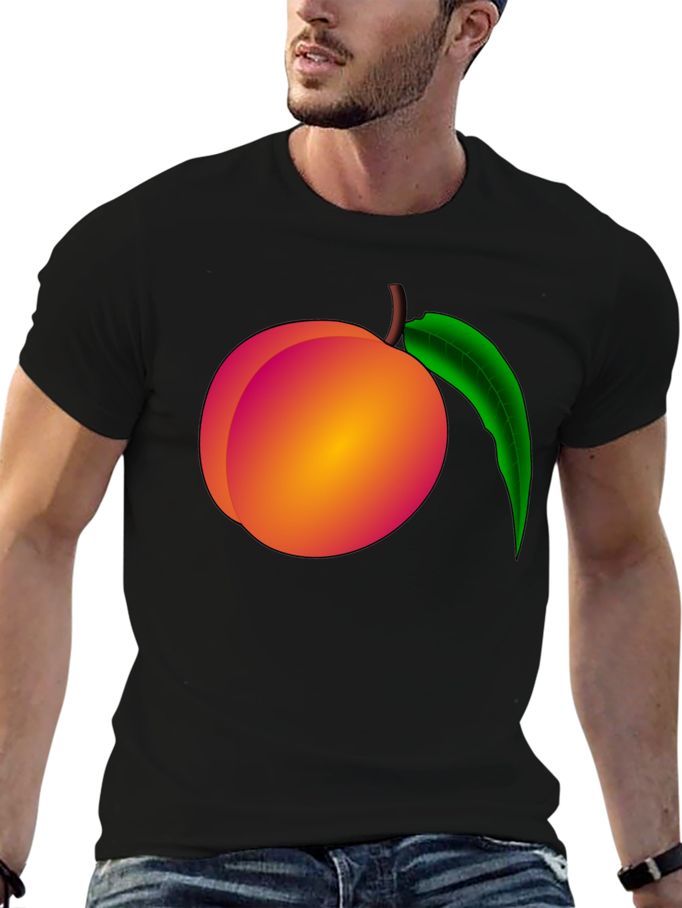 Peach Graphic Black T-Shirt