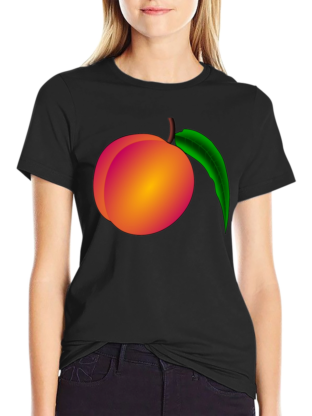 Peach Graphic Black T-Shirt