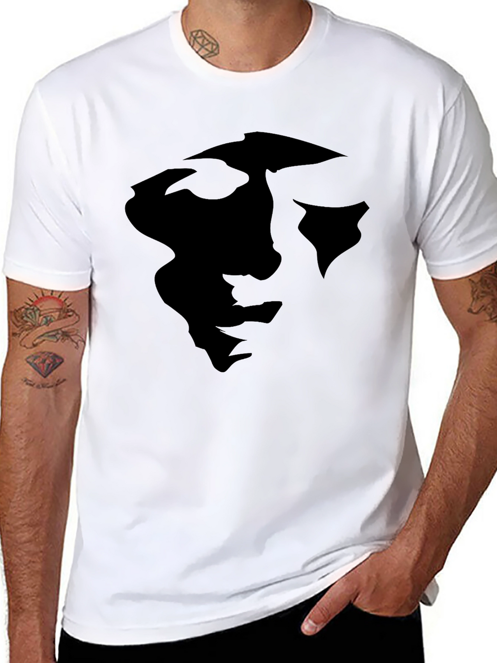 Abstract Face Graphic Black Tee