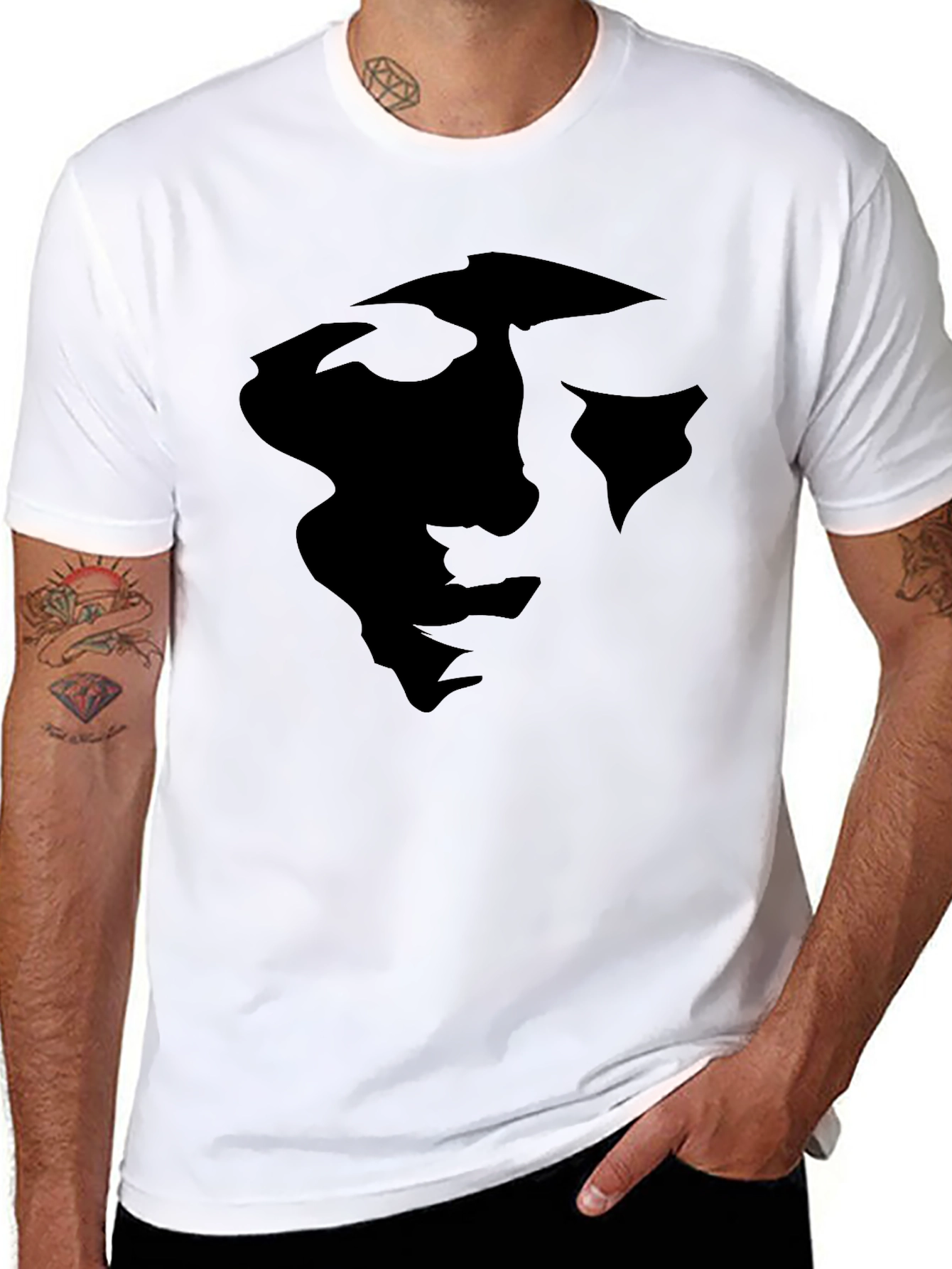 Abstract Face Graphic Black Tee