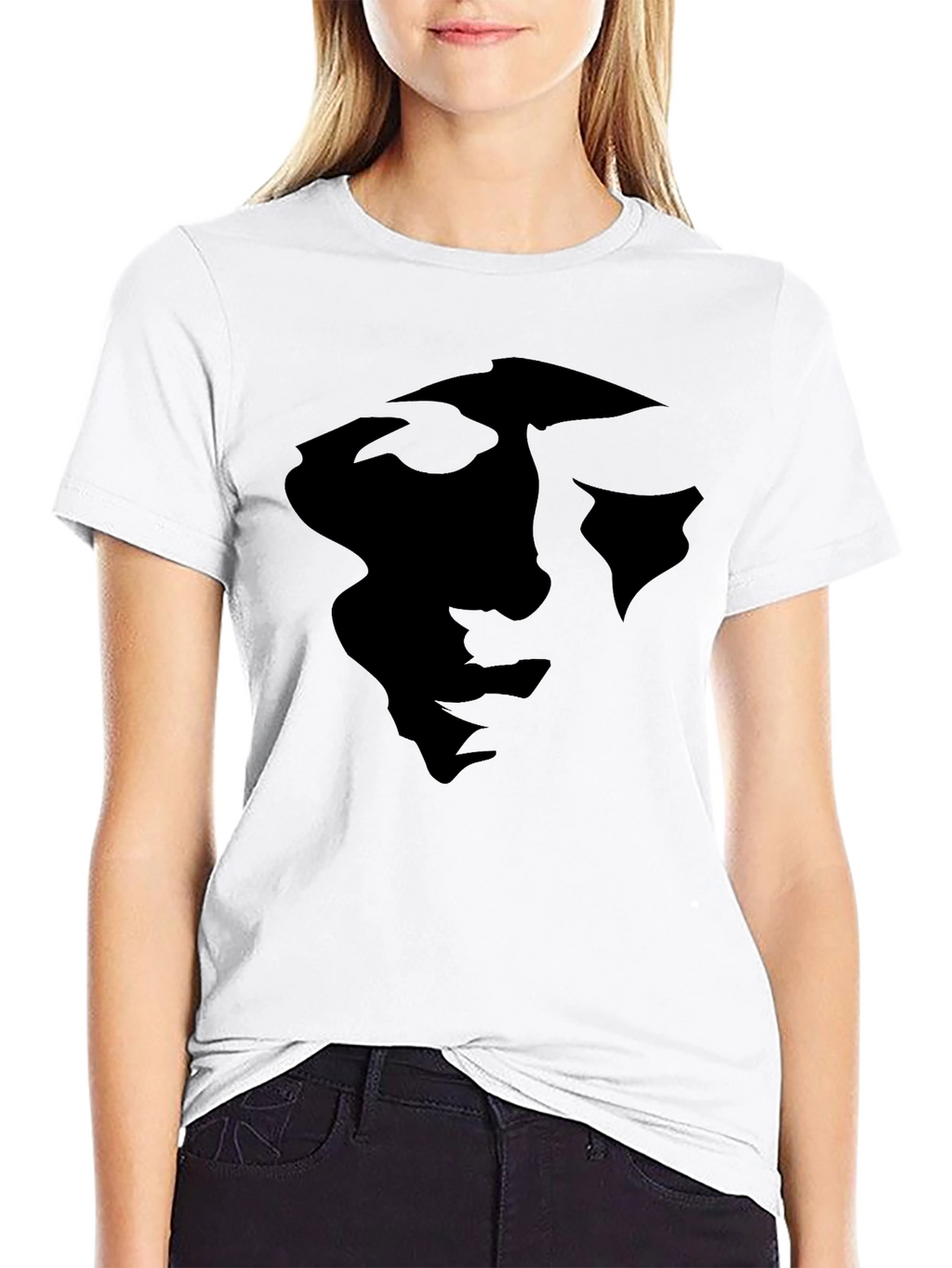 Abstract Face Graphic Black Tee