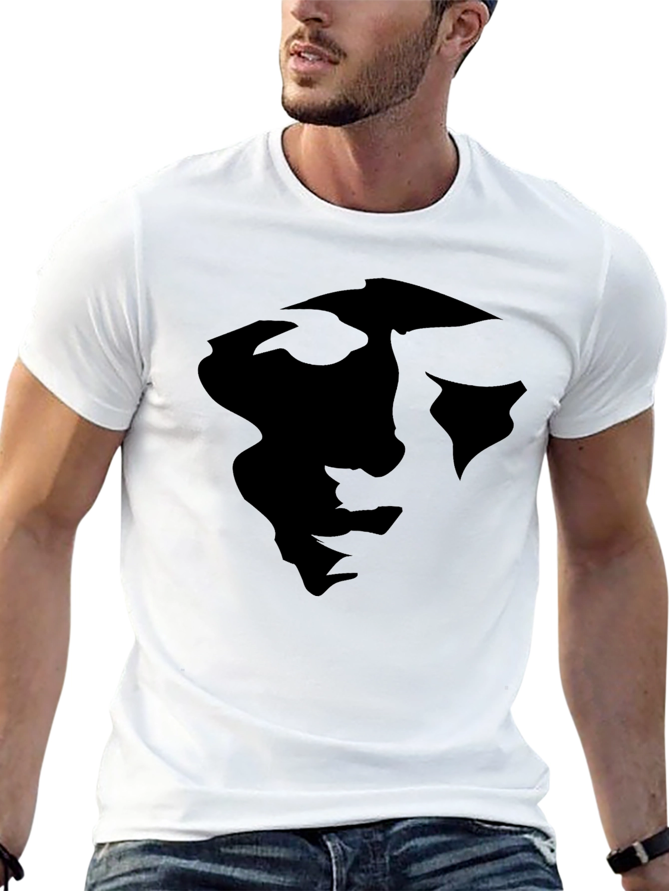 Abstract Face Graphic Black Tee