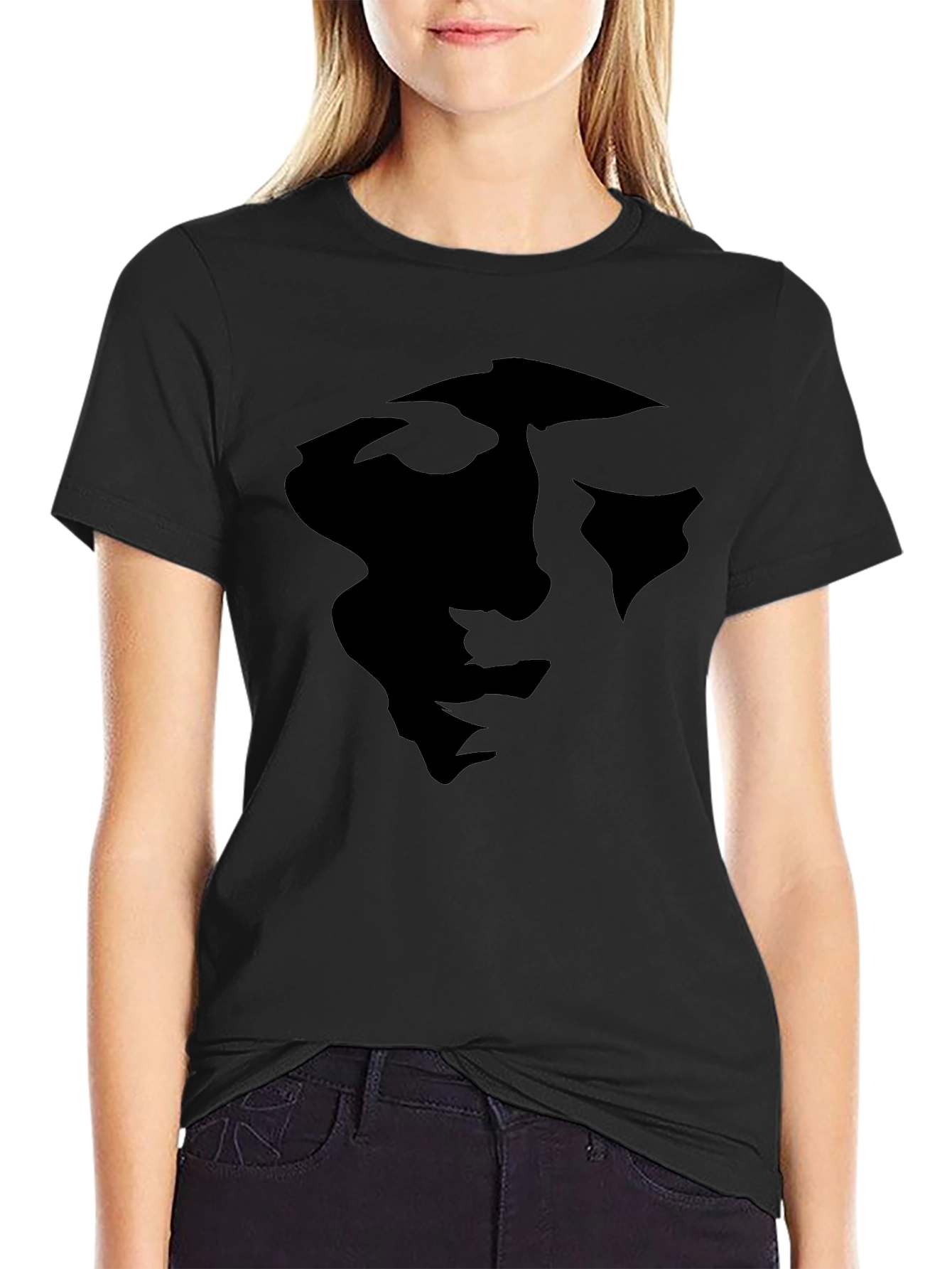 Abstract Face Graphic Black Tee