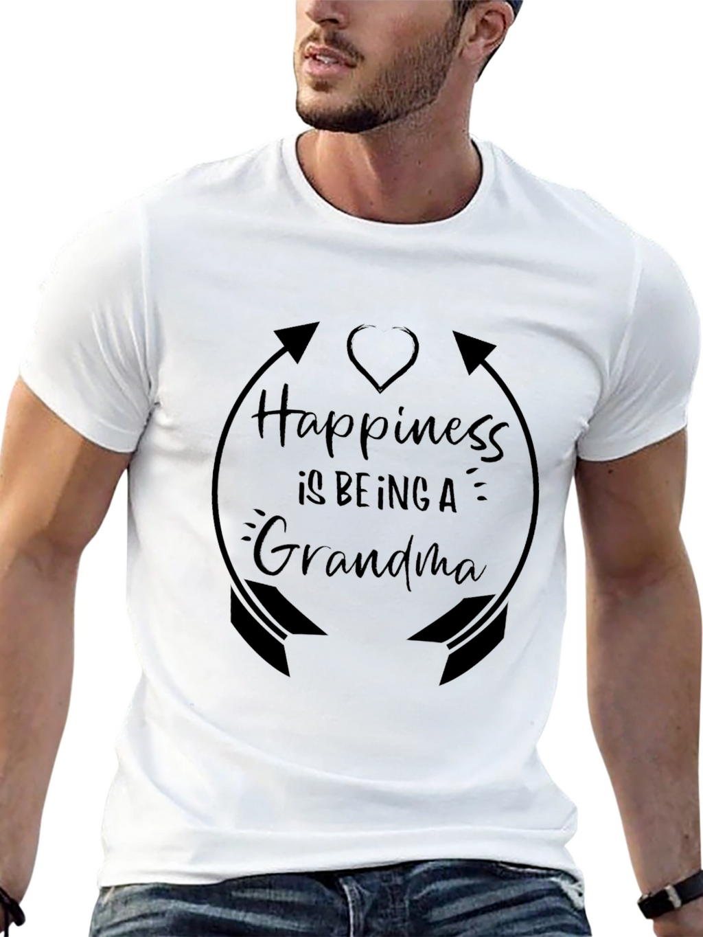 Grandma Happiness Graphic T-Shirt - Black