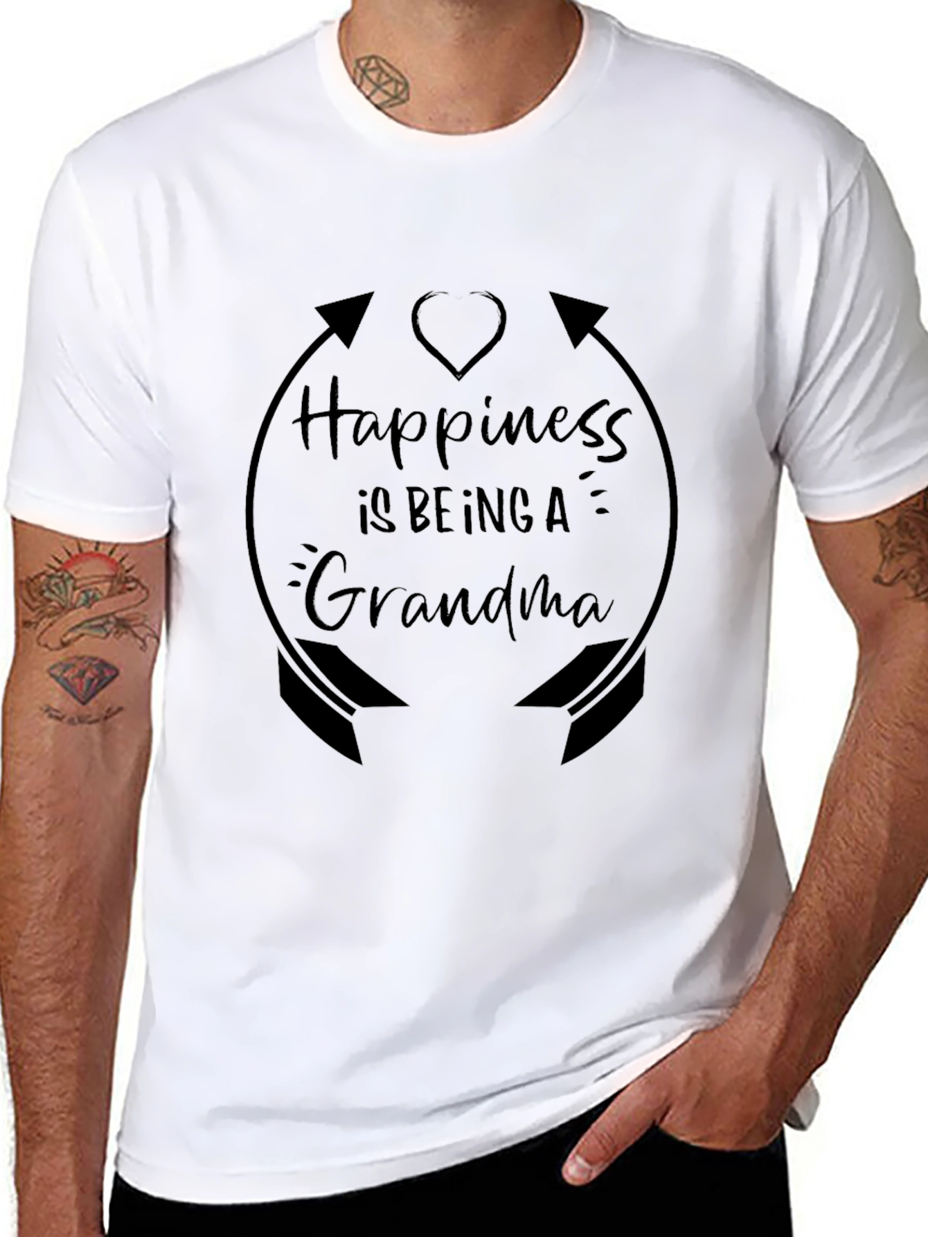 Grandma Happiness Graphic T-Shirt - Black