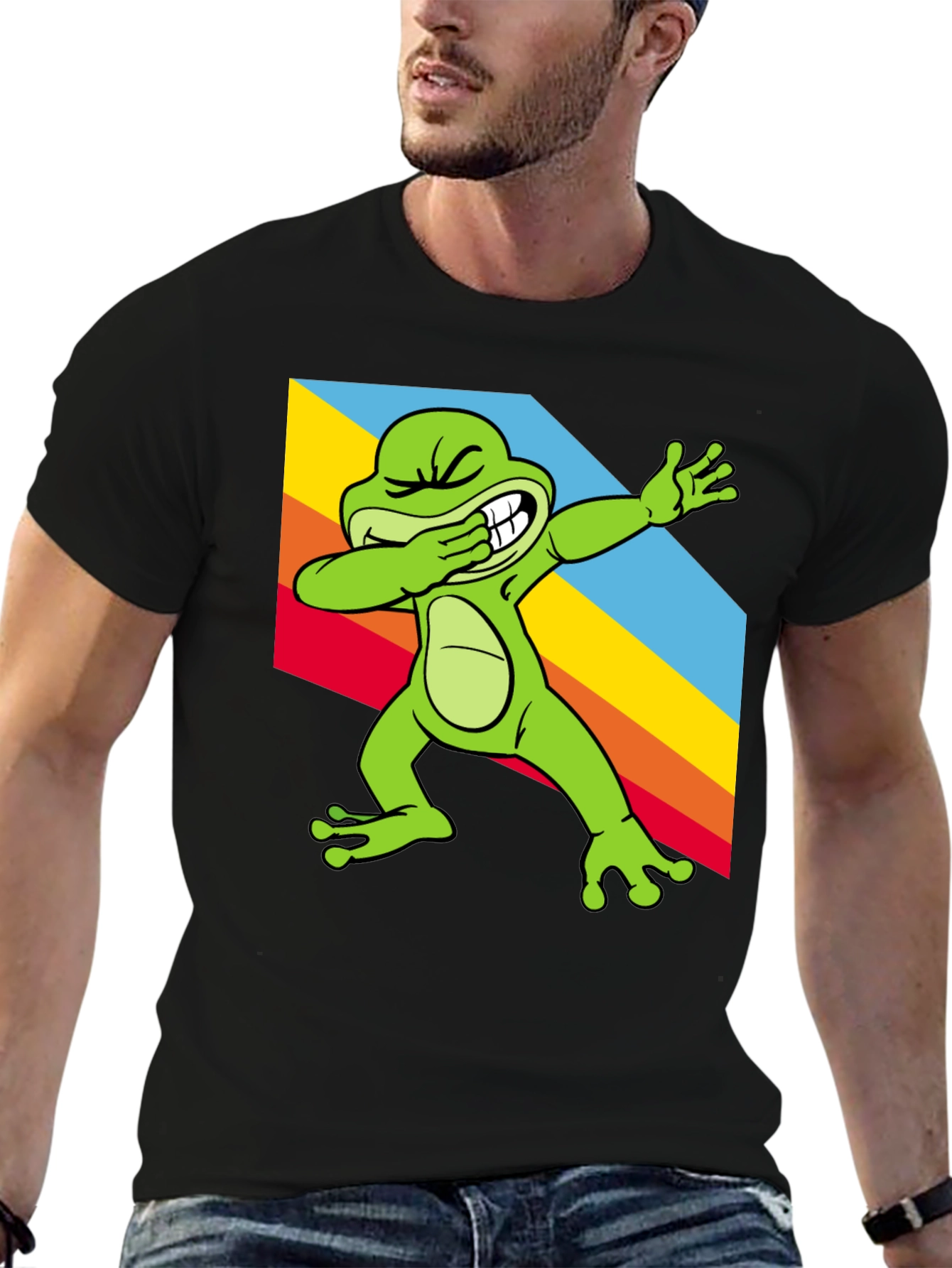 Dabbing Frog Tee - Rainbow Dab Cool Graphic T-Shirt