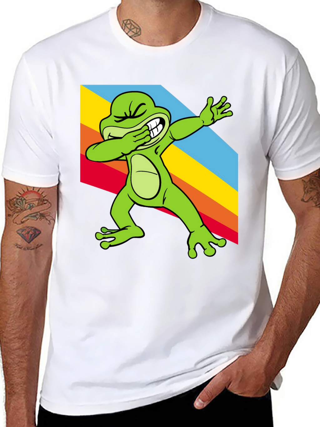 Dabbing Frog Tee - Rainbow Dab Cool Graphic T-Shirt