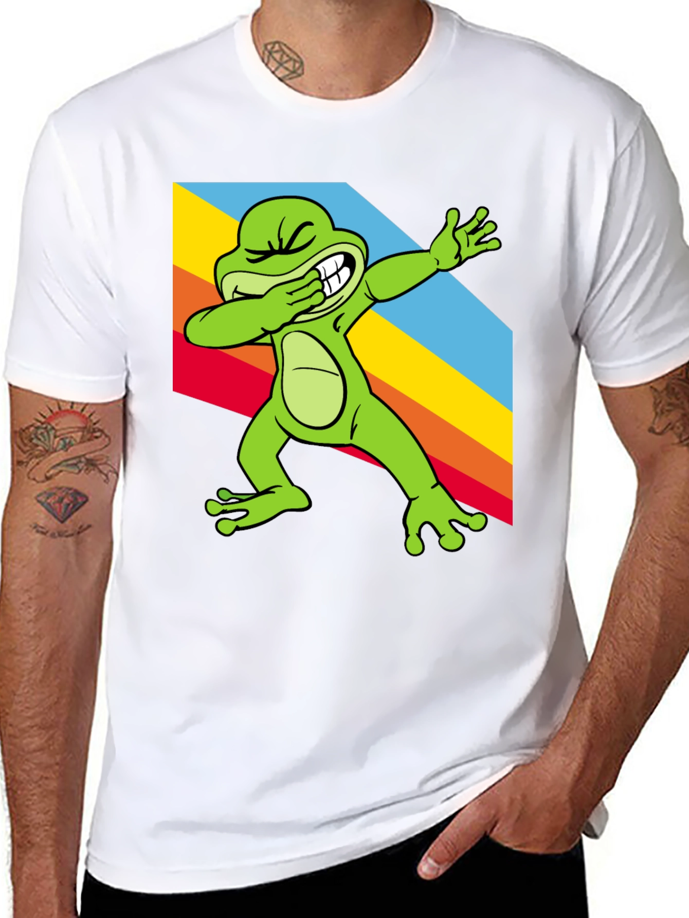 Dabbing Frog Tee - Rainbow Dab Cool Graphic T-Shirt