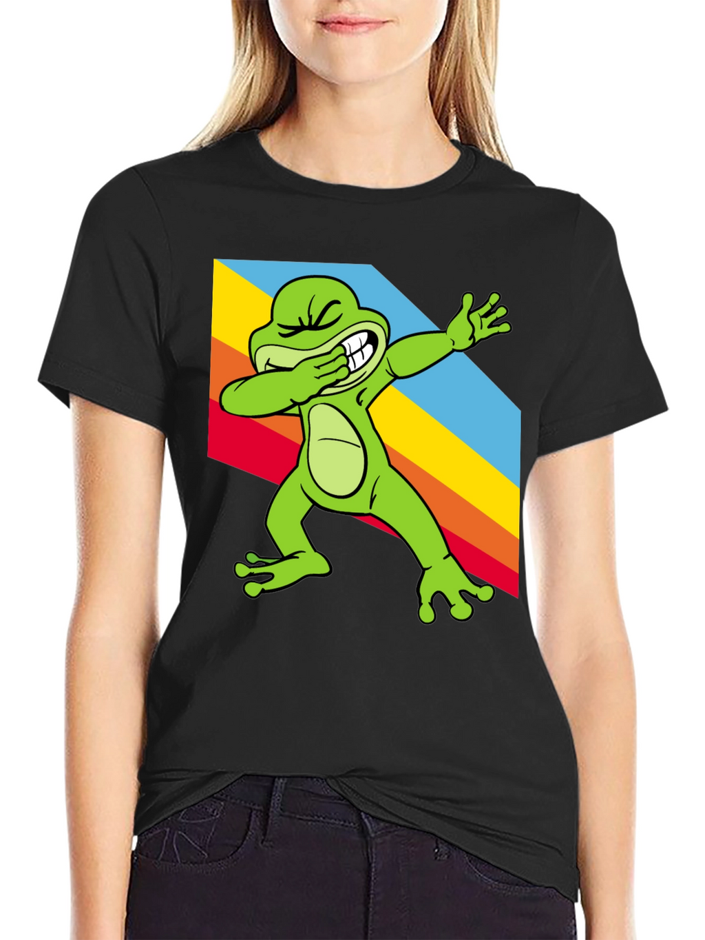 Dabbing Frog Tee - Rainbow Dab Cool Graphic T-Shirt