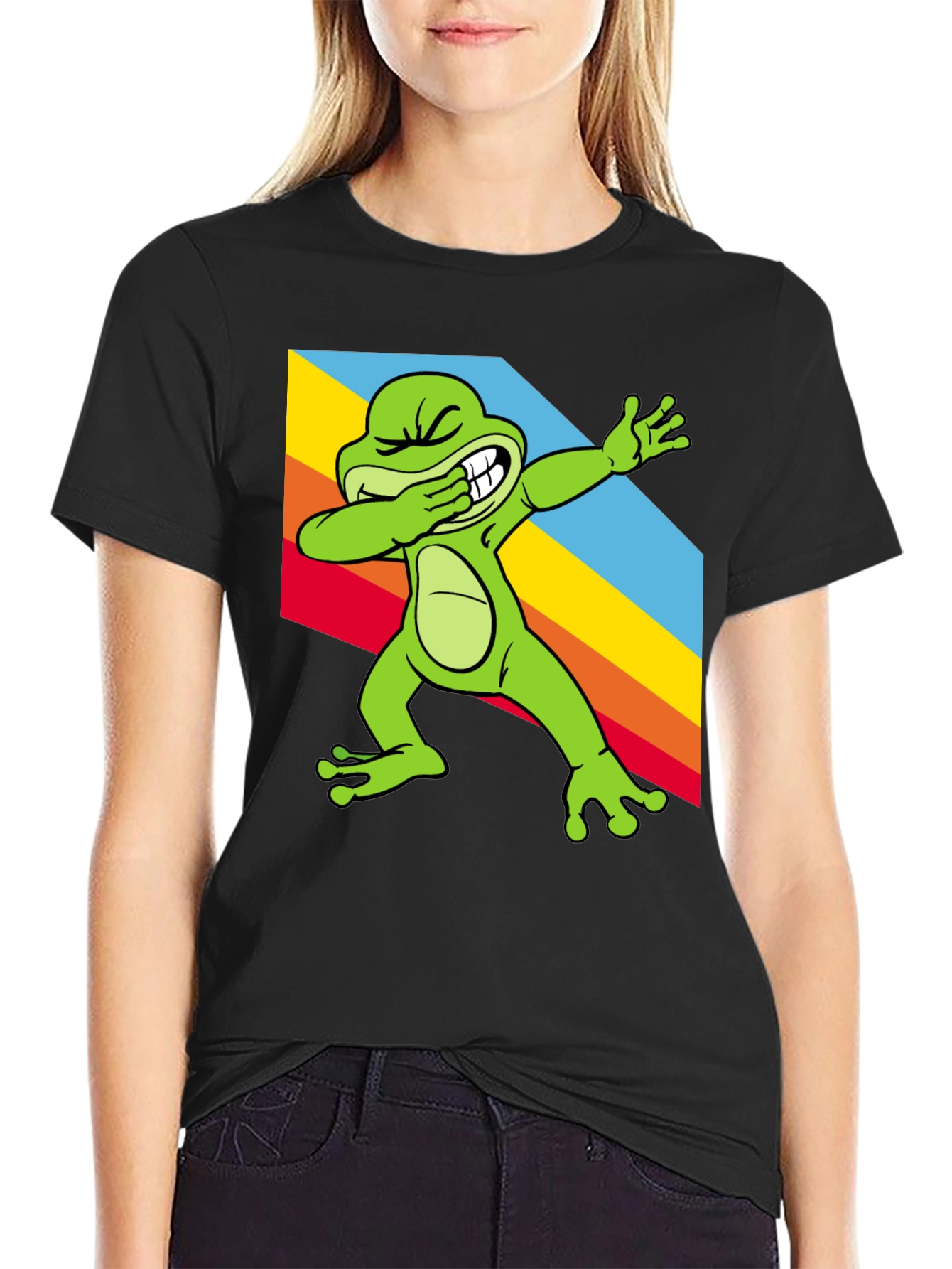 Dabbing Frog Tee - Rainbow Dab Cool Graphic T-Shirt