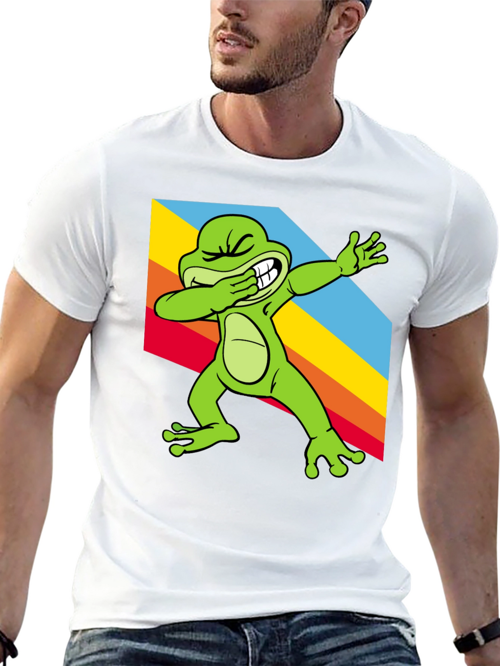 Dabbing Frog Tee - Rainbow Dab Cool Graphic T-Shirt