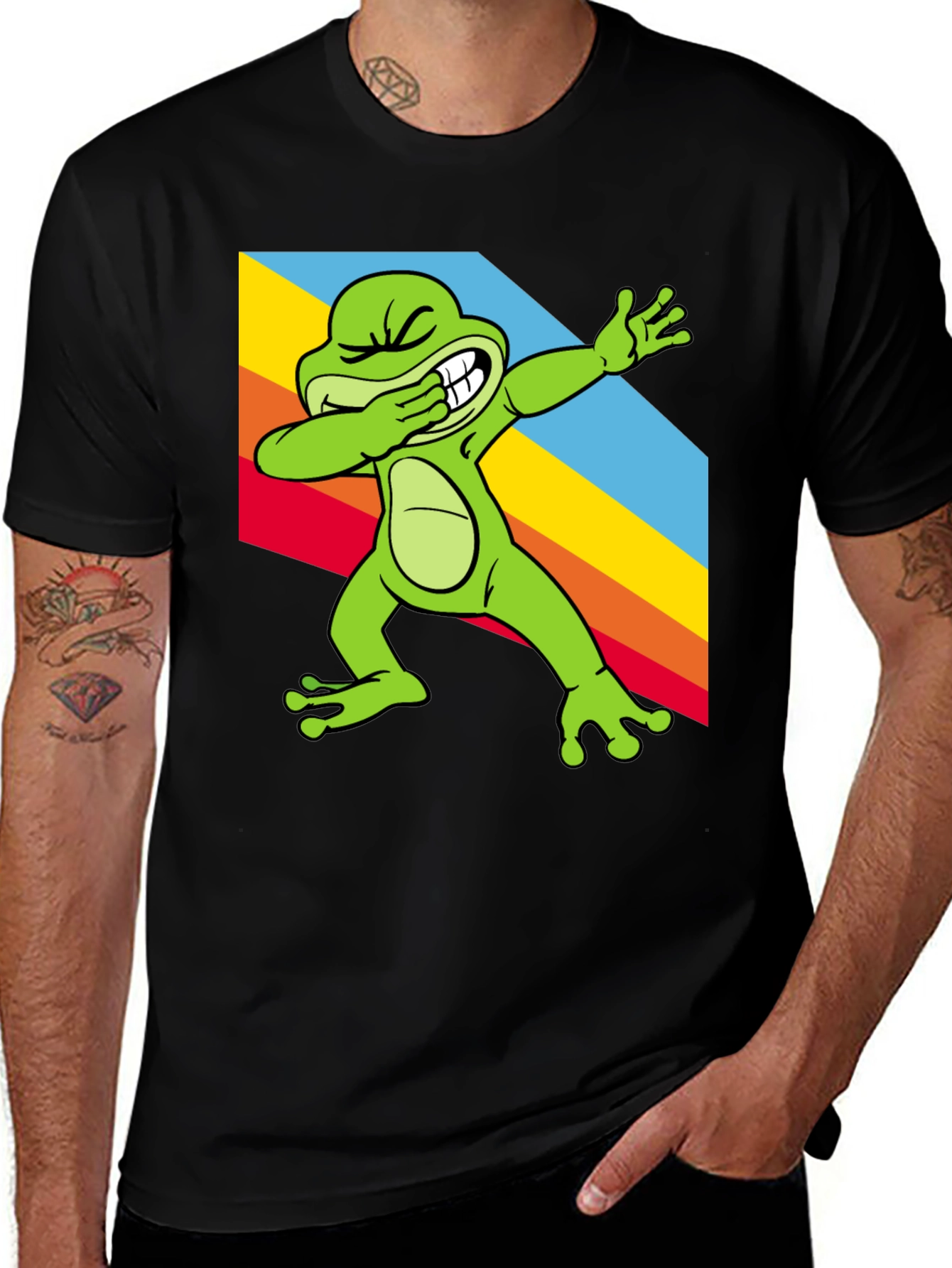 Dabbing Frog Tee - Rainbow Dab Cool Graphic T-Shirt