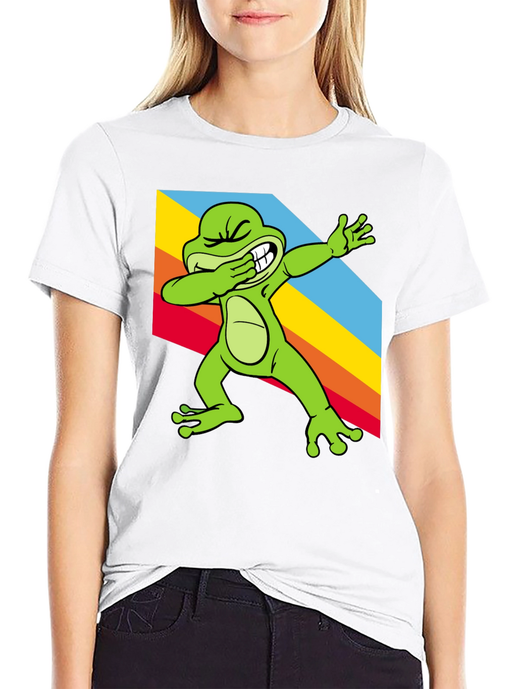 Dabbing Frog Tee - Rainbow Dab Cool Graphic T-Shirt