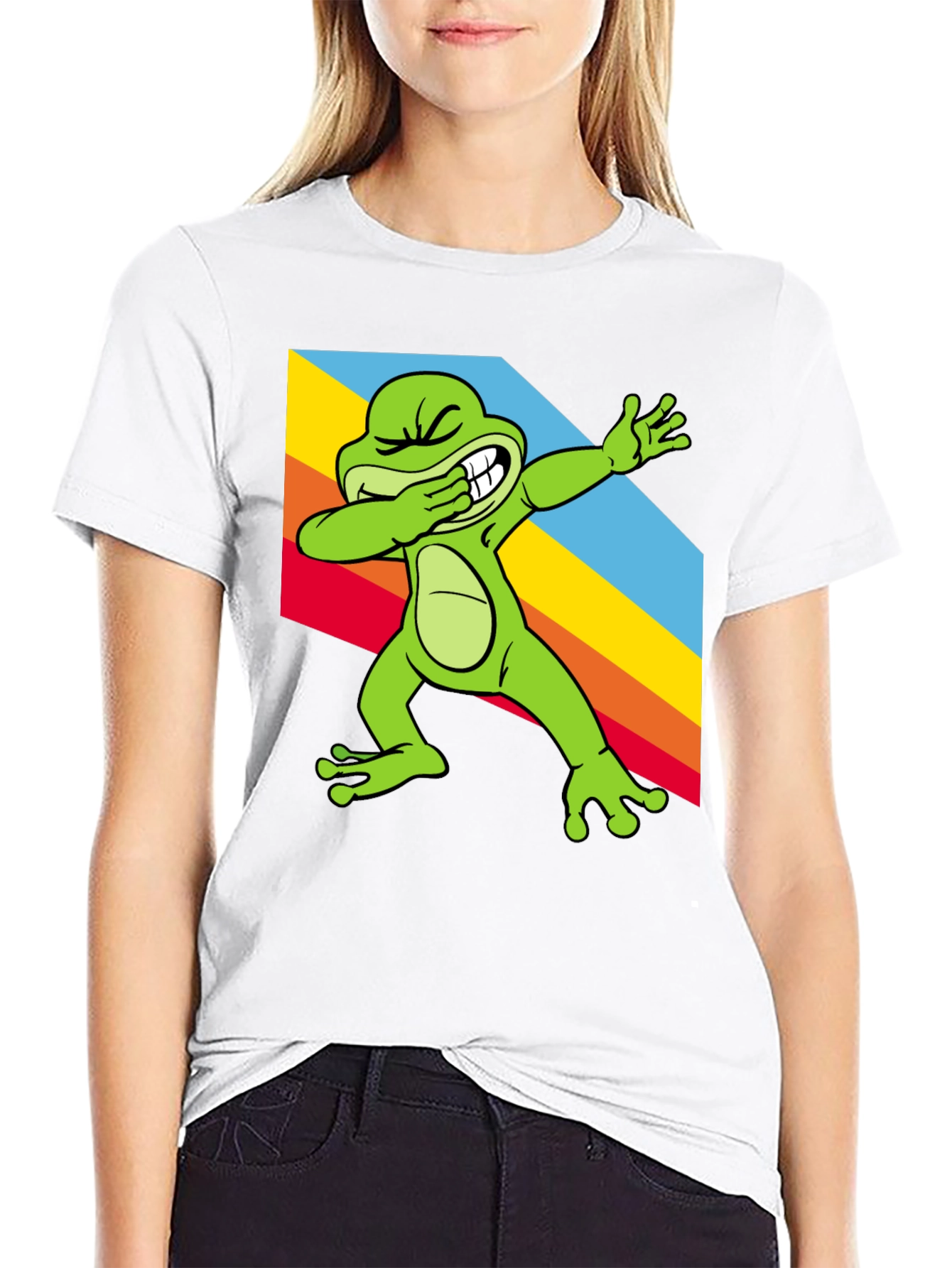 Dabbing Frog Tee - Rainbow Dab Cool Graphic T-Shirt